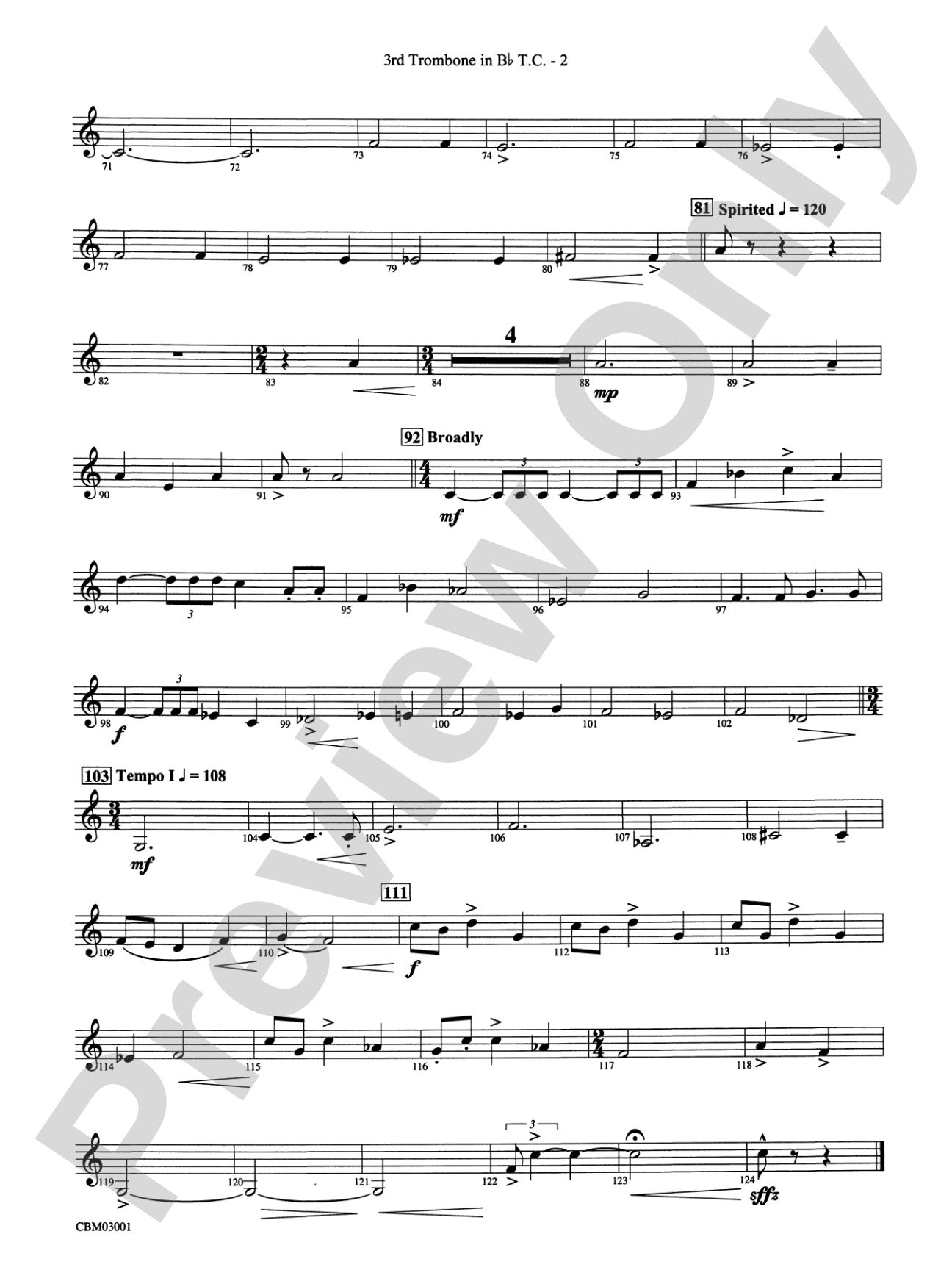 Harry's Wondrous World (from Harry Potter and the Chamber of Secrets): (wp) 3rd B-flat Trombone T.C.