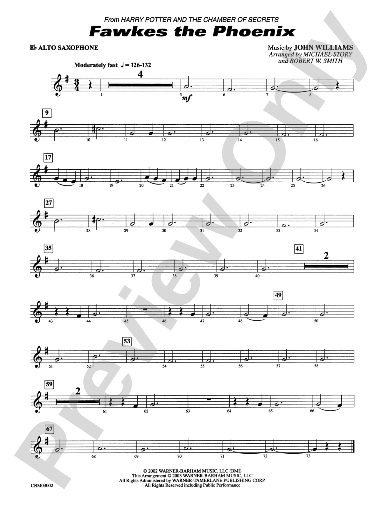 Fawkes the Phoenix (from Harry Potter and the Chamber of Secrets): E-flat Alto Saxophone