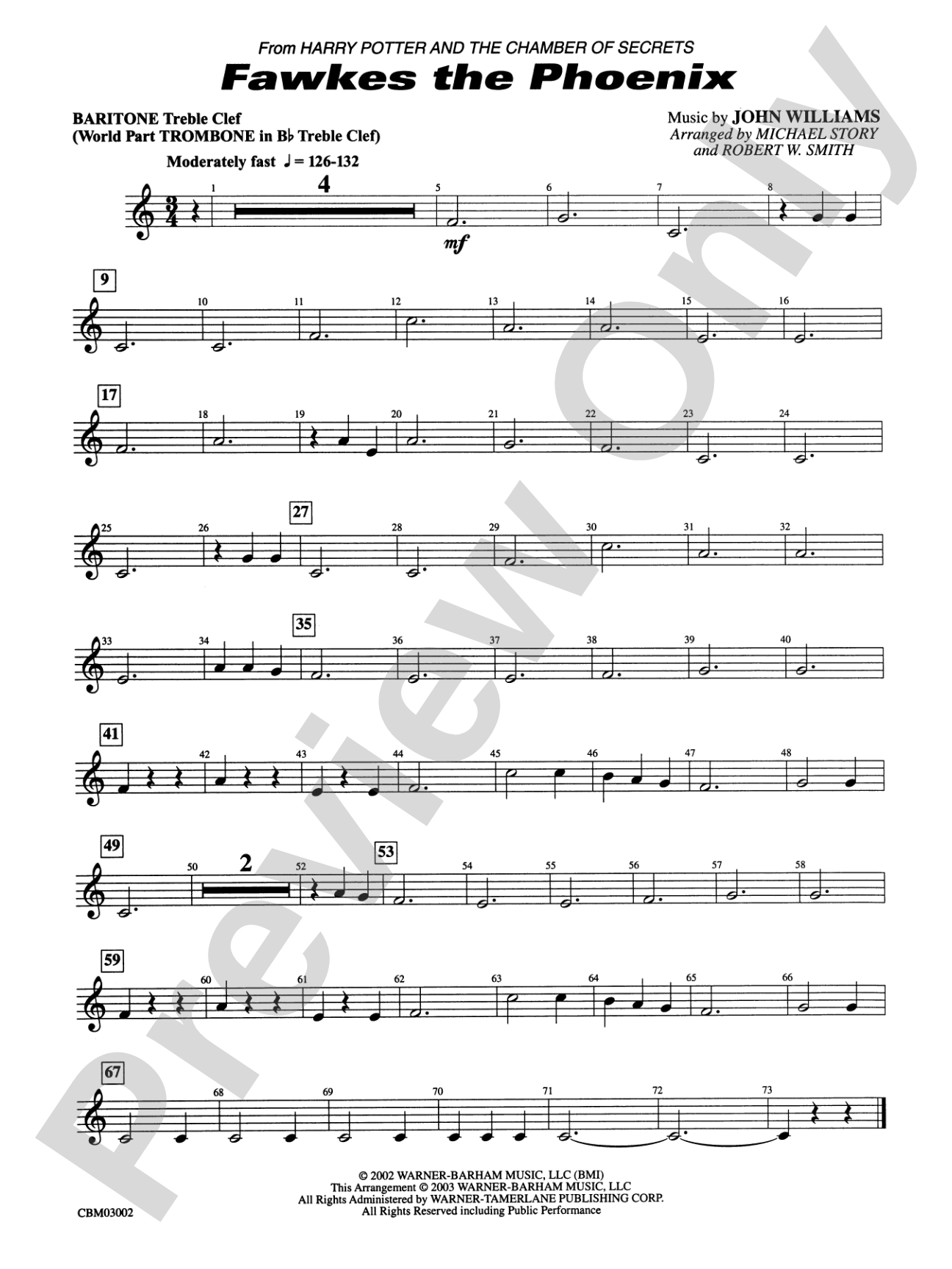 Fawkes the Phoenix (from Harry Potter and the Chamber of Secrets): Baritone T.C.