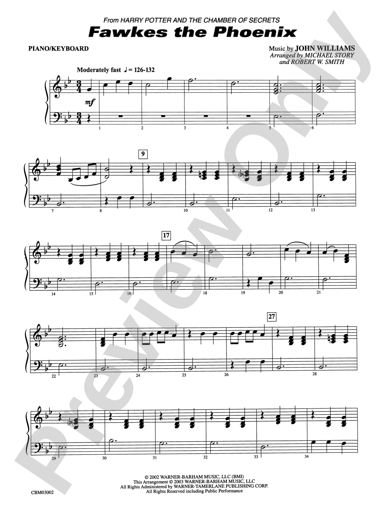Fawkes the Phoenix (from Harry Potter and the Chamber of Secrets): Piano Accompaniment