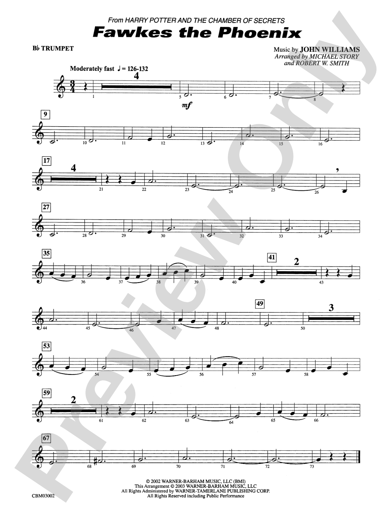 Fawkes the Phoenix (from Harry Potter and the Chamber of Secrets): 1st B-flat Trumpet
