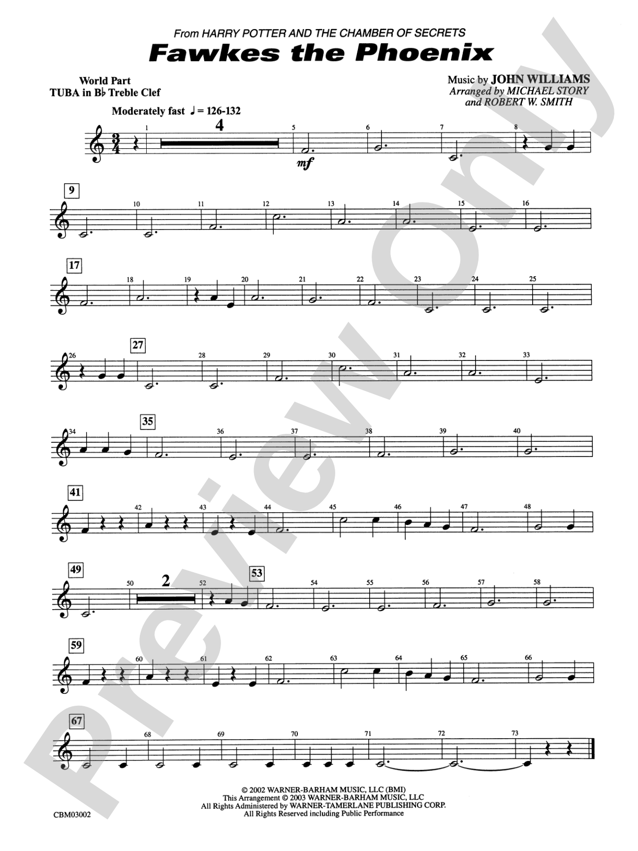 Fawkes the Phoenix (from Harry Potter and the Chamber of Secrets): WP B-flat Tuba T.C.