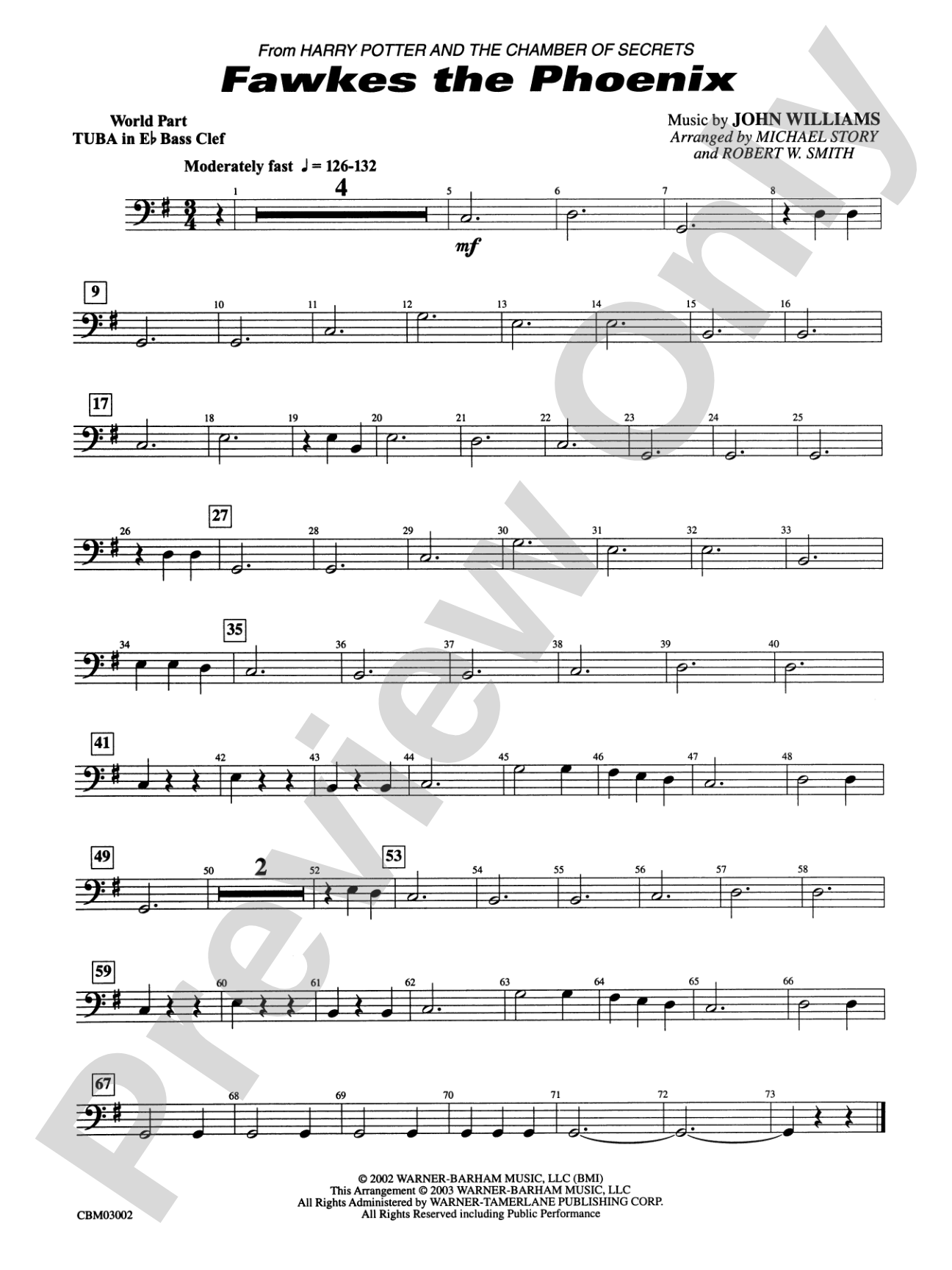 Fawkes the Phoenix (from Harry Potter and the Chamber of Secrets): WP E-flat Tuba B.C.