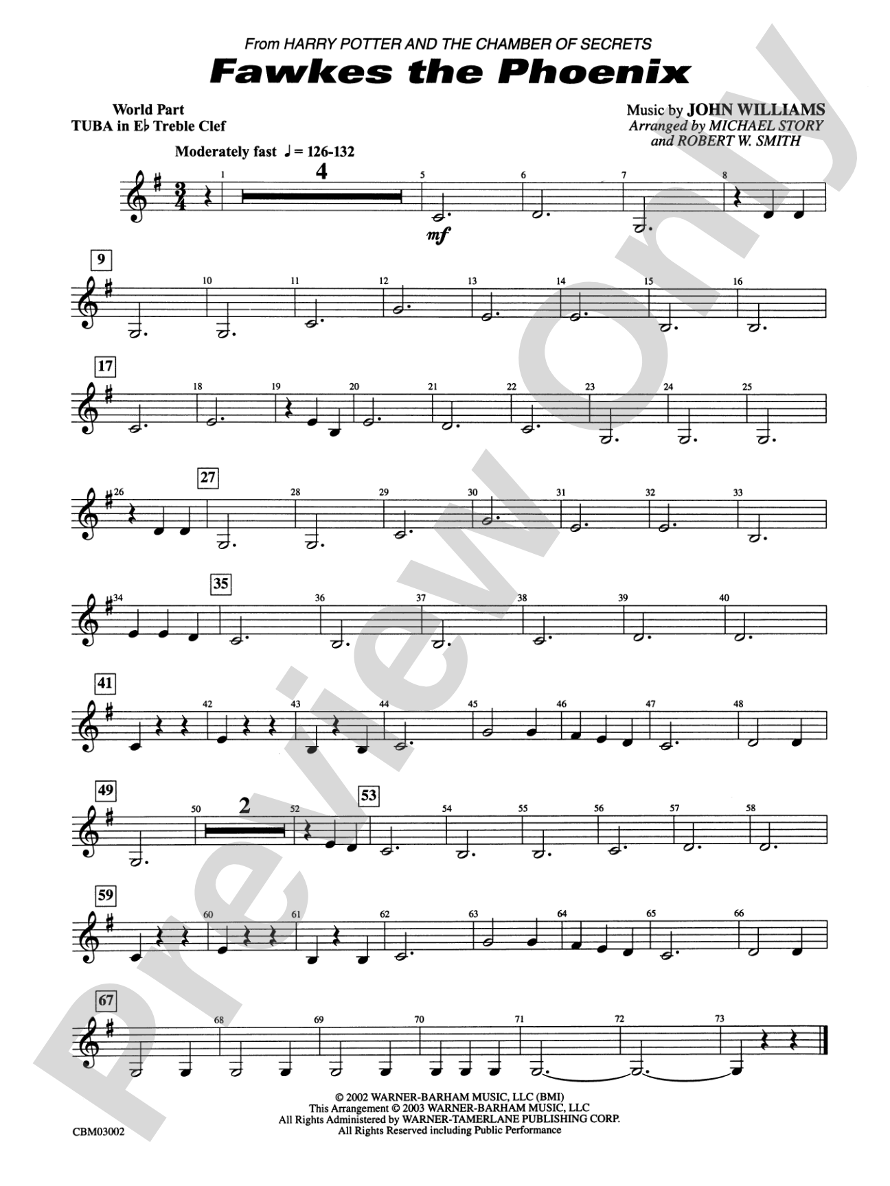 Fawkes the Phoenix (from Harry Potter and the Chamber of Secrets): WP E-flat Tuba T.C.