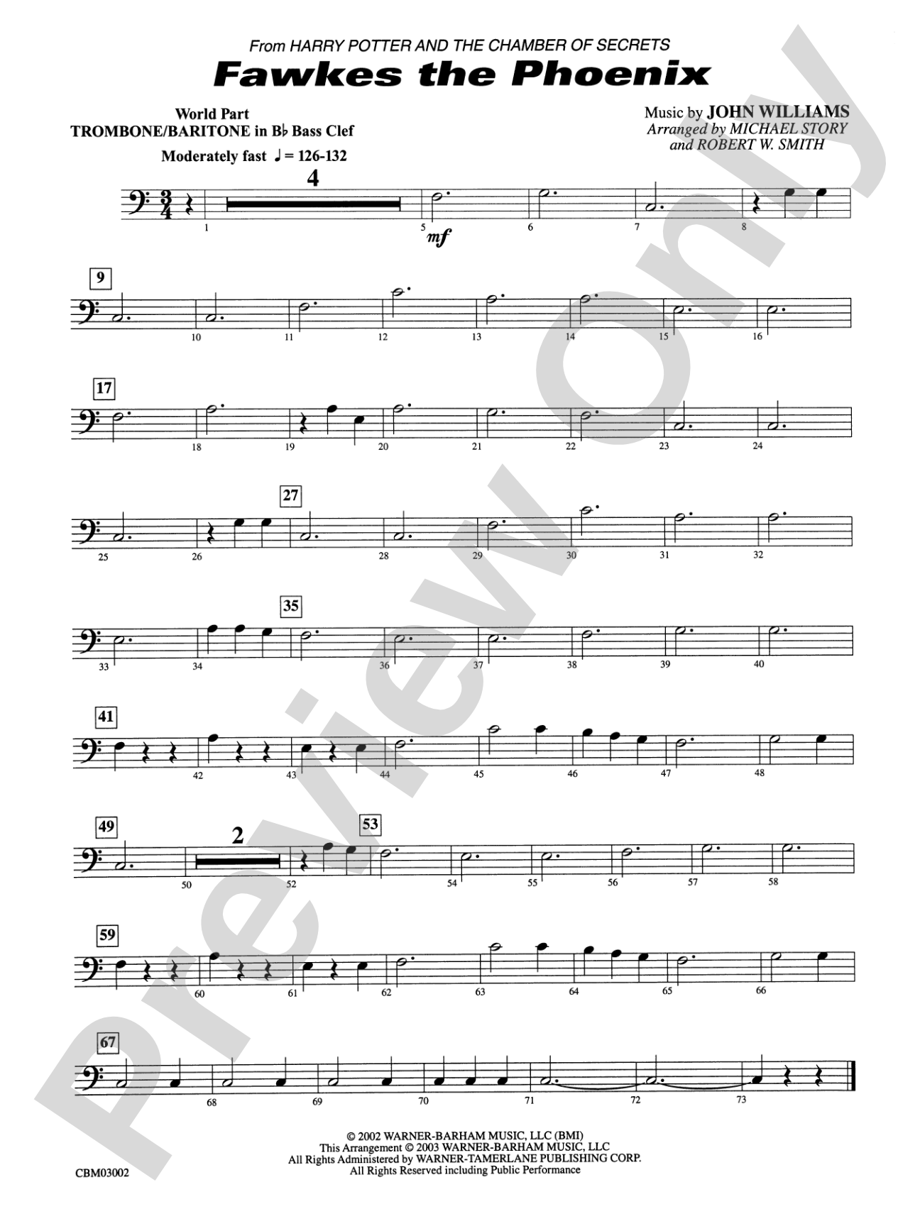 Fawkes the Phoenix (from Harry Potter and the Chamber of Secrets): WP 1st B-flat Trombone B.C.