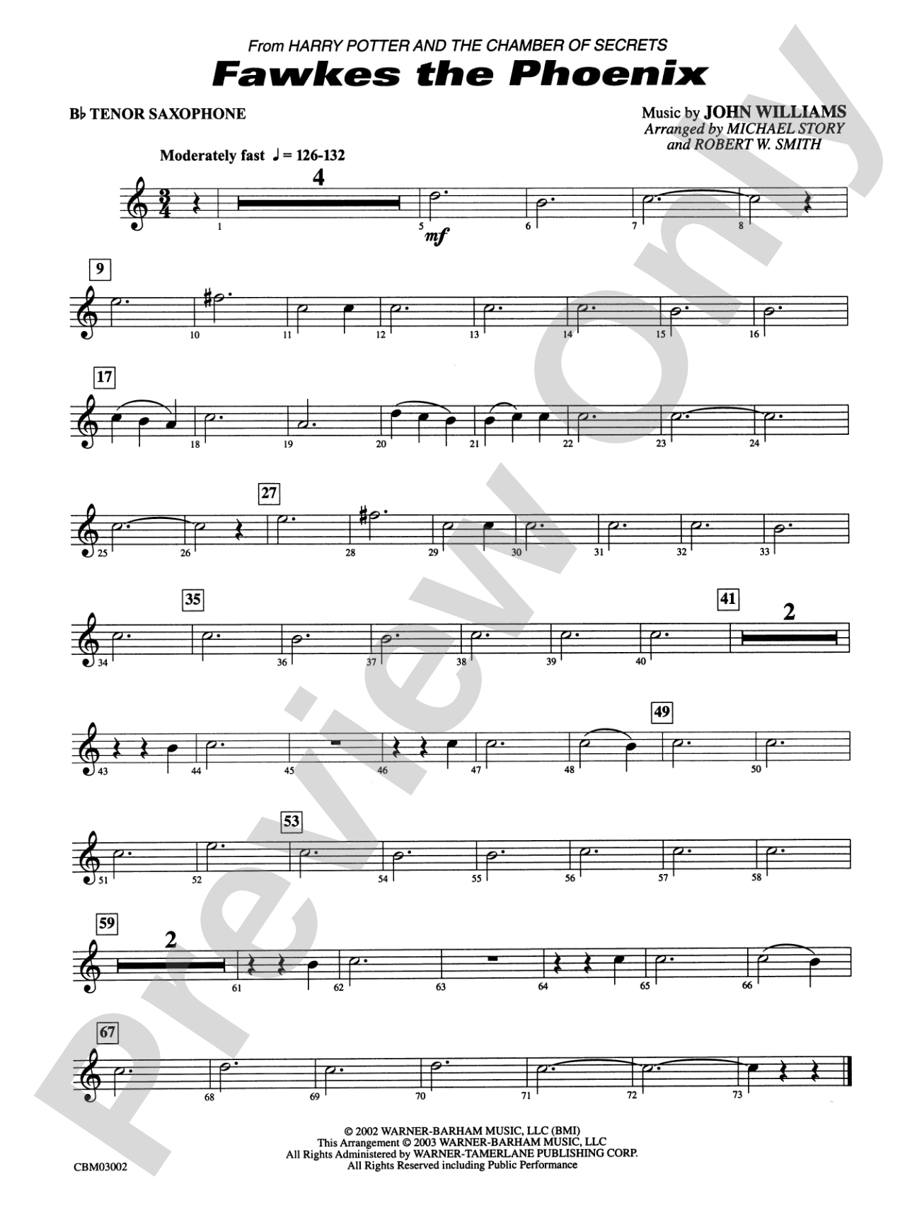Fawkes the Phoenix (from Harry Potter and the Chamber of Secrets): B-flat Tenor Saxophone