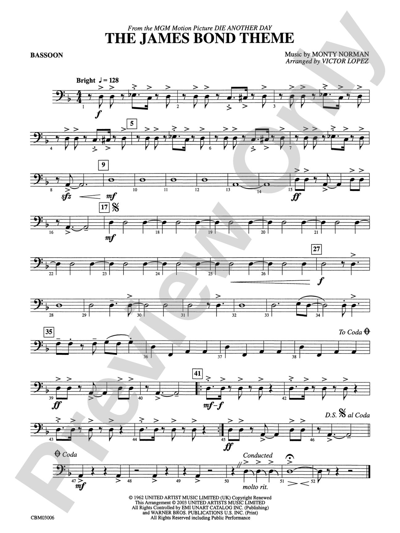 The James Bond Theme (from Die Another Day): Bassoon
