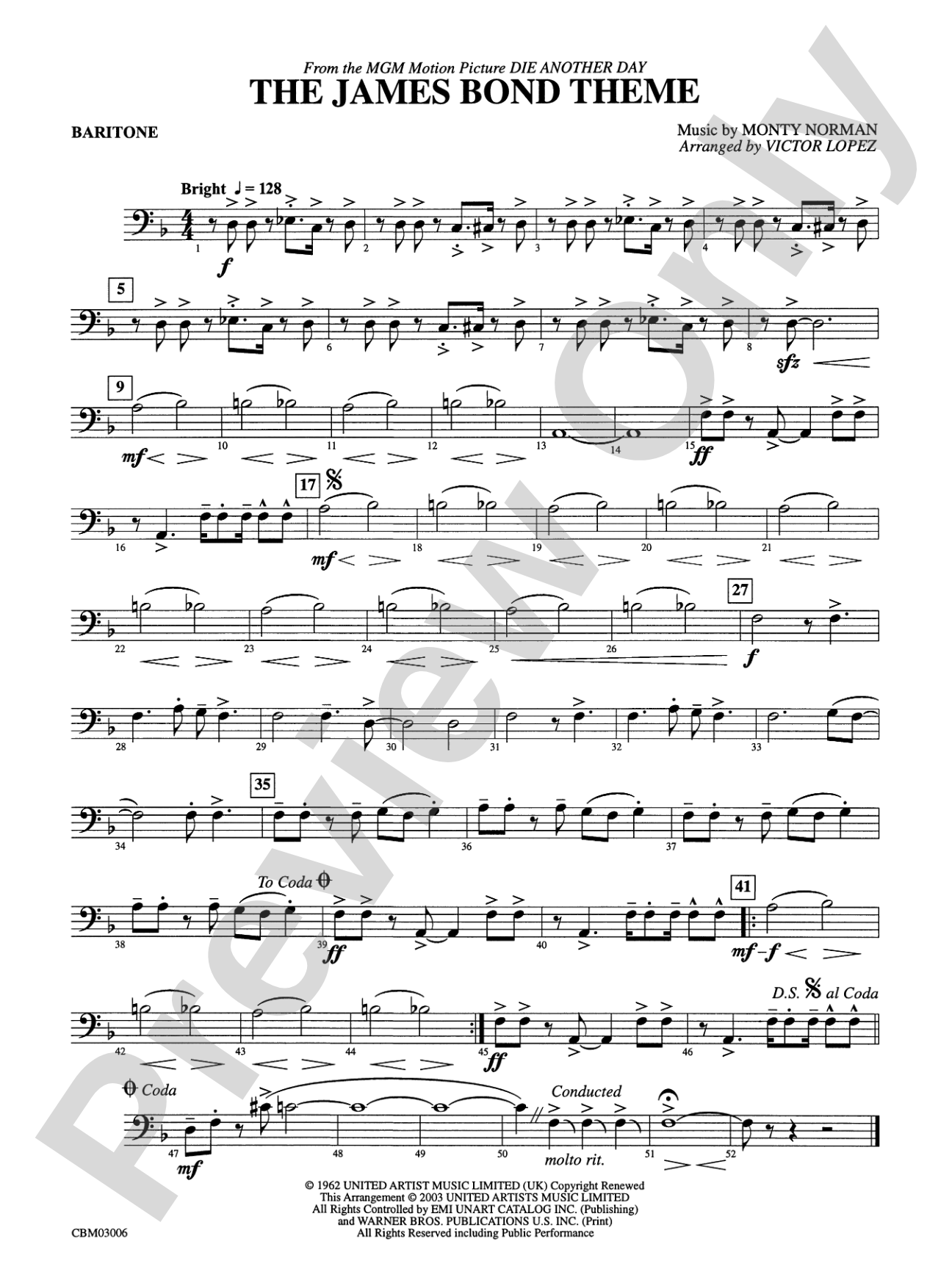 The James Bond Theme (from Die Another Day): Baritone B.C.