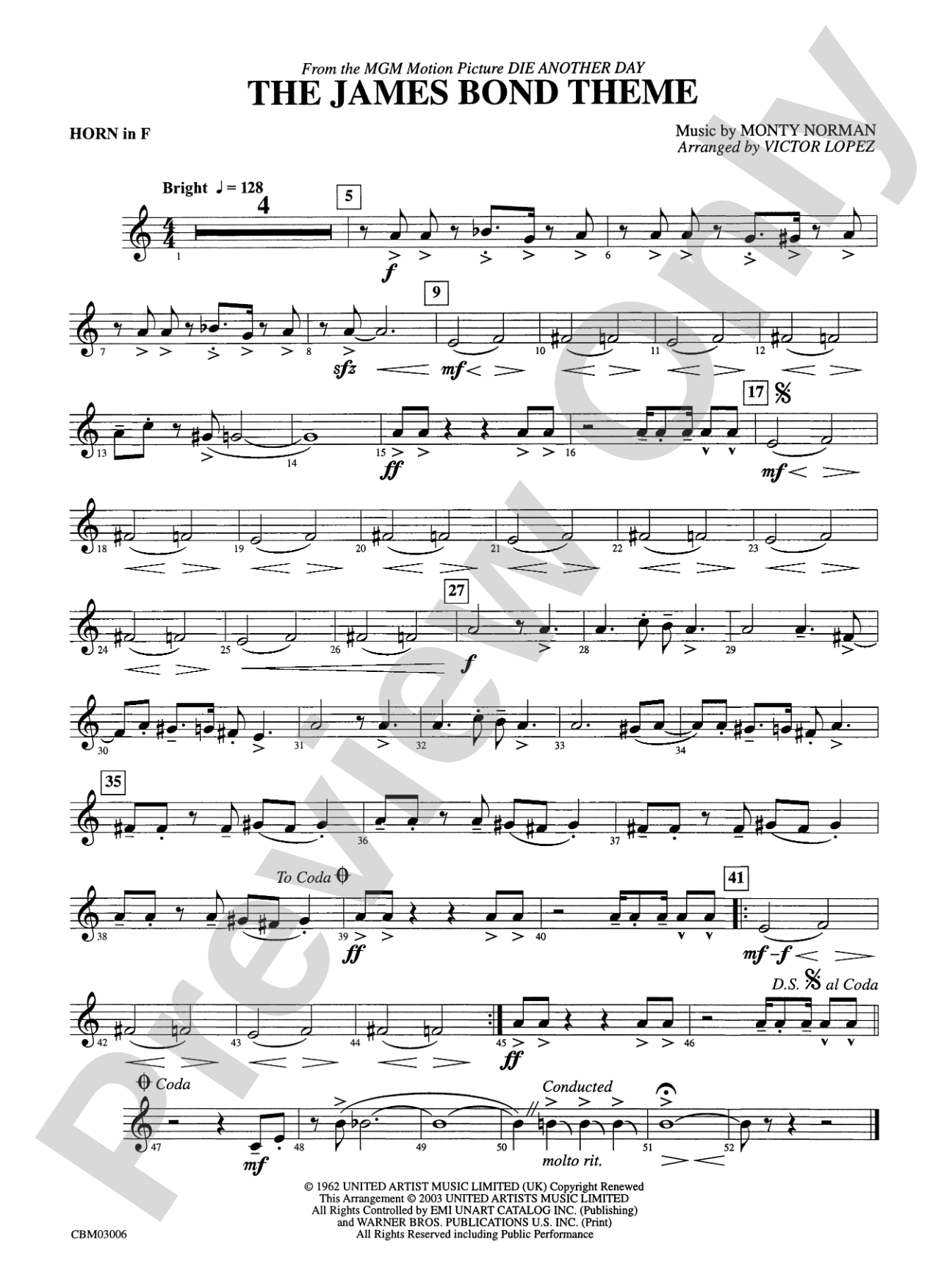 The James Bond Theme (from Die Another Day): 1st F Horn