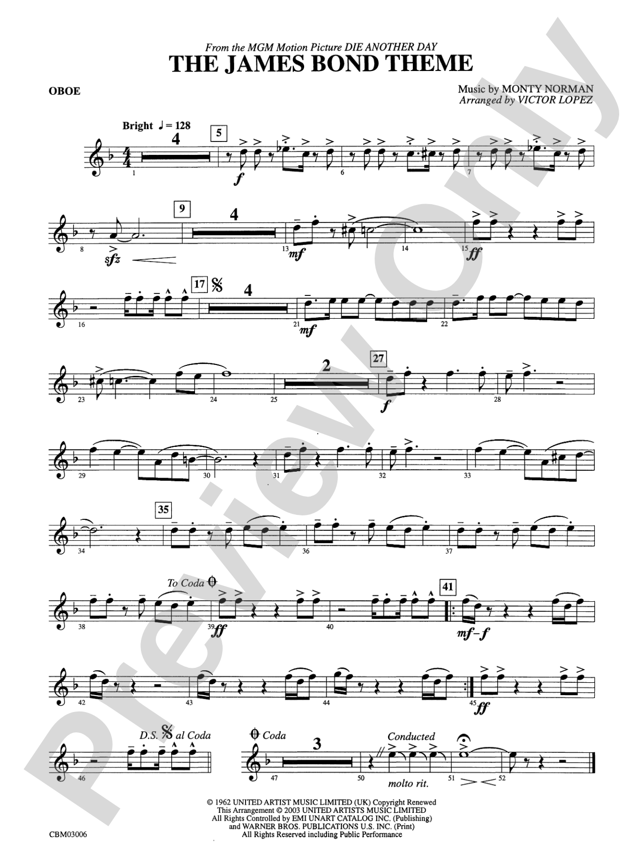 The James Bond Theme (from Die Another Day): Oboe