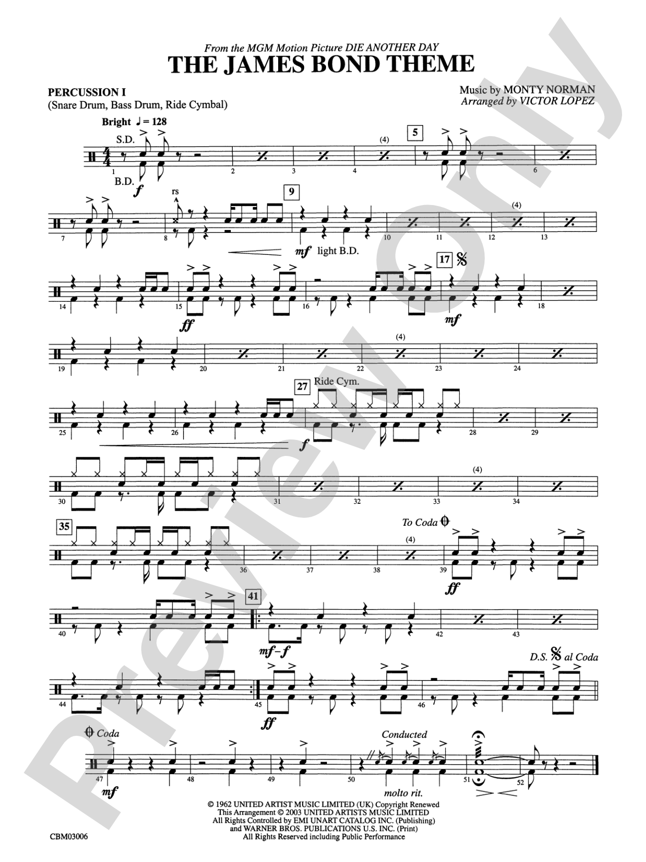 The James Bond Theme (from Die Another Day): 1st Percussion