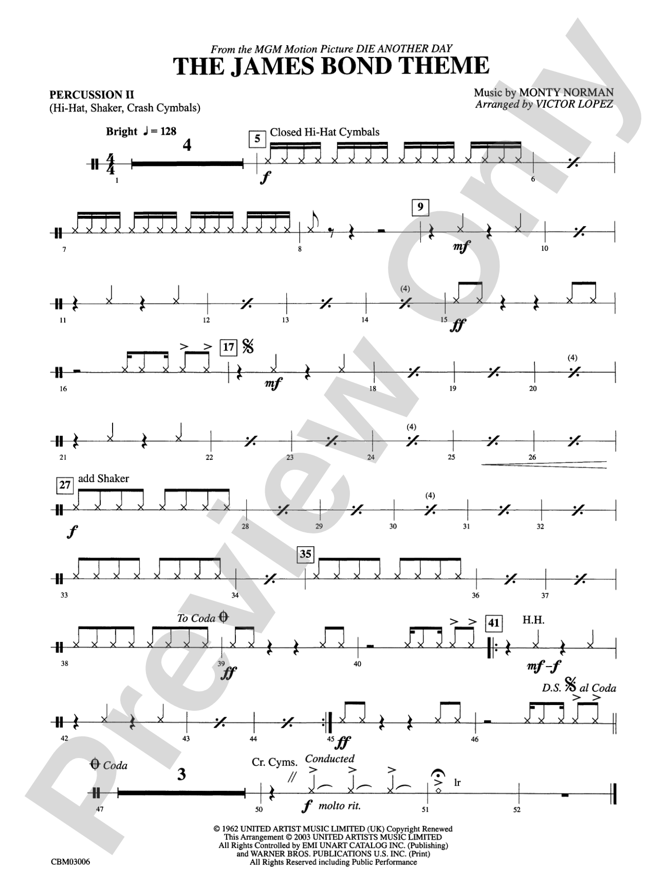 The James Bond Theme (from Die Another Day): 2nd Percussion