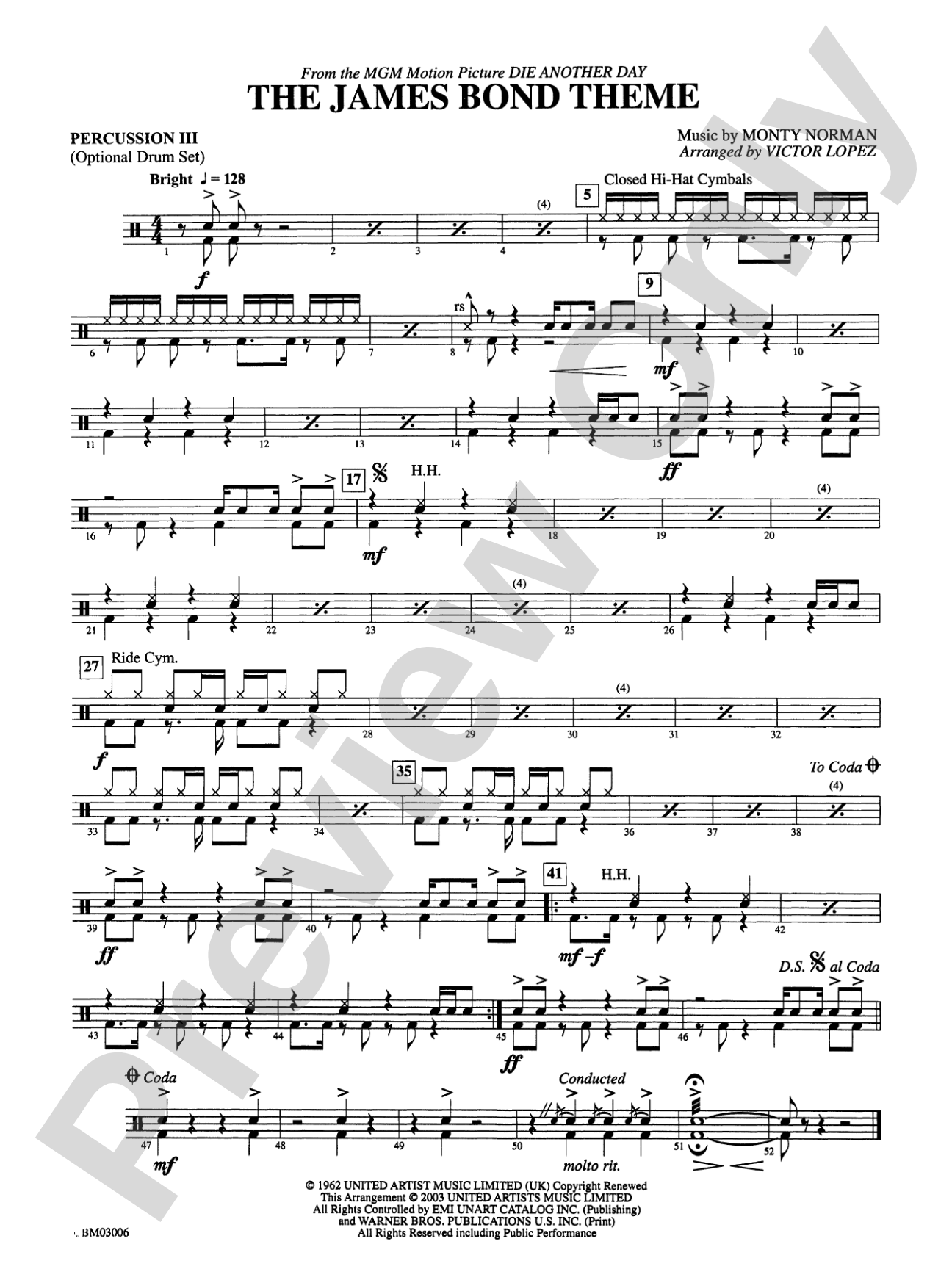 The James Bond Theme (from Die Another Day): 3rd Percussion