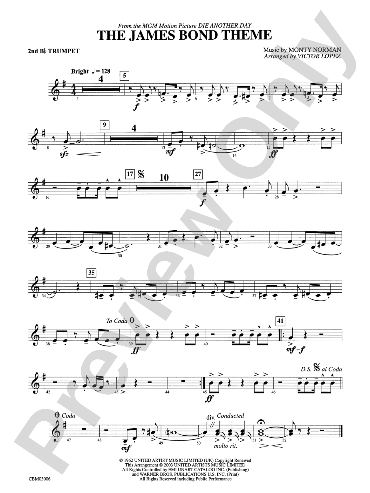 The James Bond Theme (from Die Another Day): 2nd B-flat Trumpet