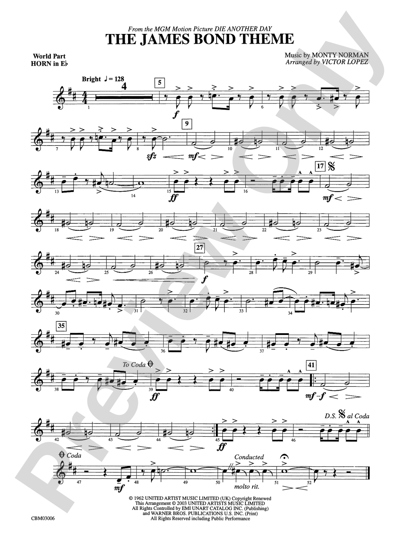 The James Bond Theme (from Die Another Day): (wp) 1st Horn in E-flat