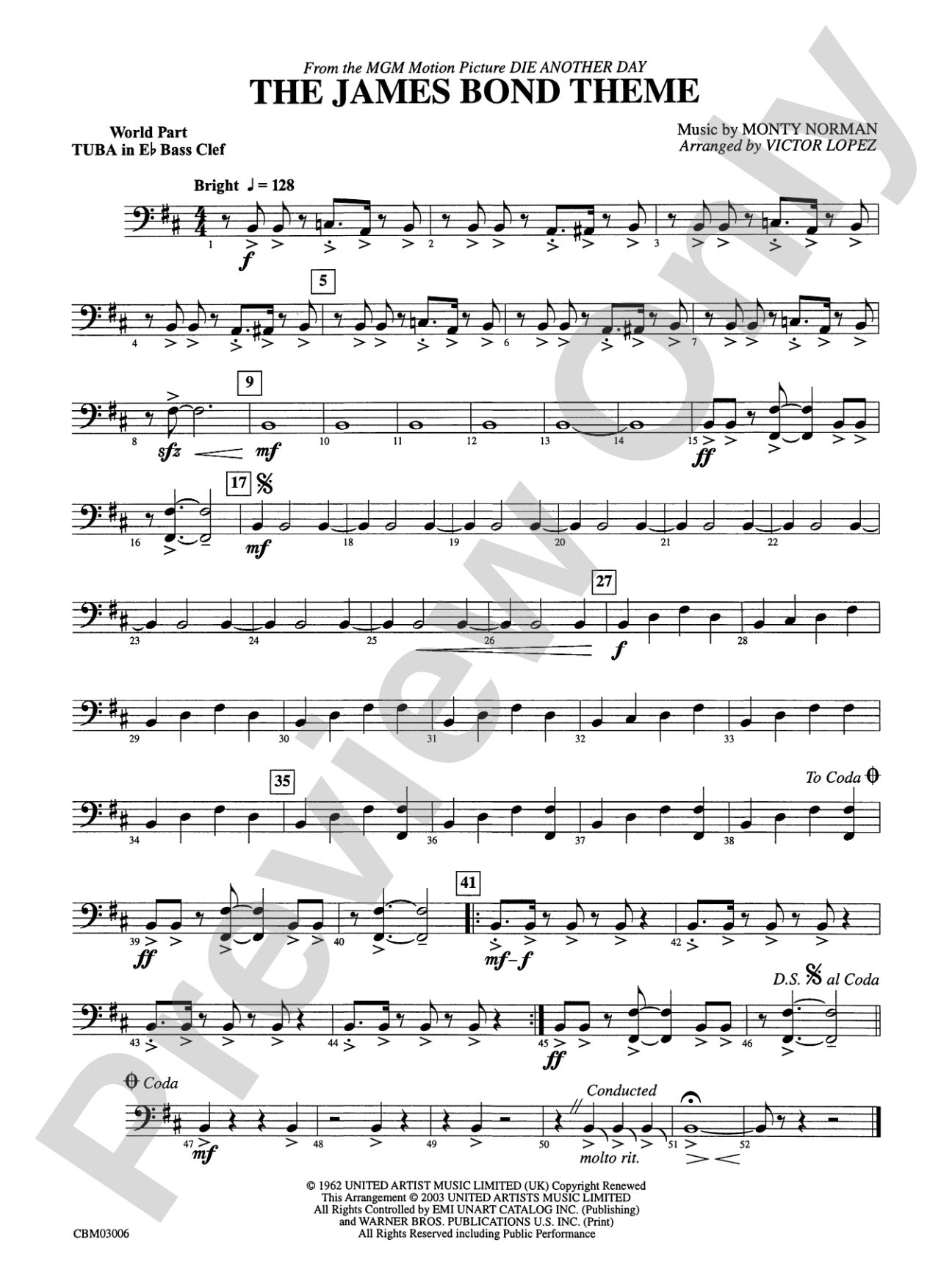The James Bond Theme (from Die Another Day): (wp) E-flat Tuba B.C.