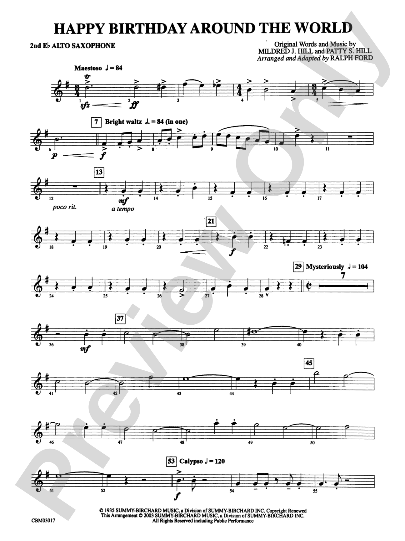 Happy Birthday Around the World: 2nd E-flat Alto Saxophone
