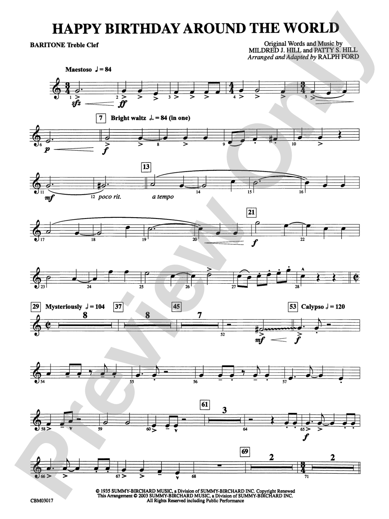 Happy Birthday Around the World: Baritone T.C.