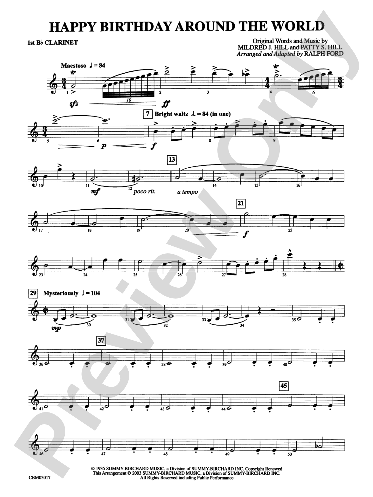 Happy Birthday Around the World: 1st B-flat Clarinet