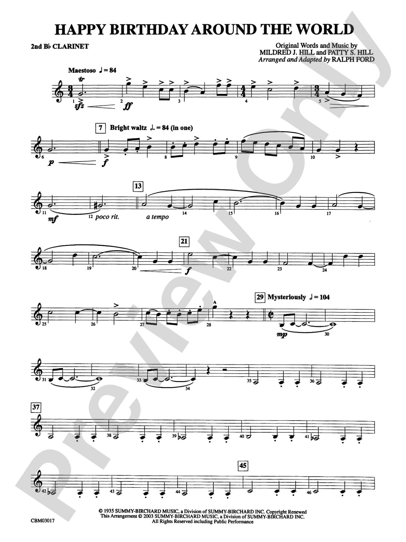 Happy Birthday Around the World: 2nd B-flat Clarinet