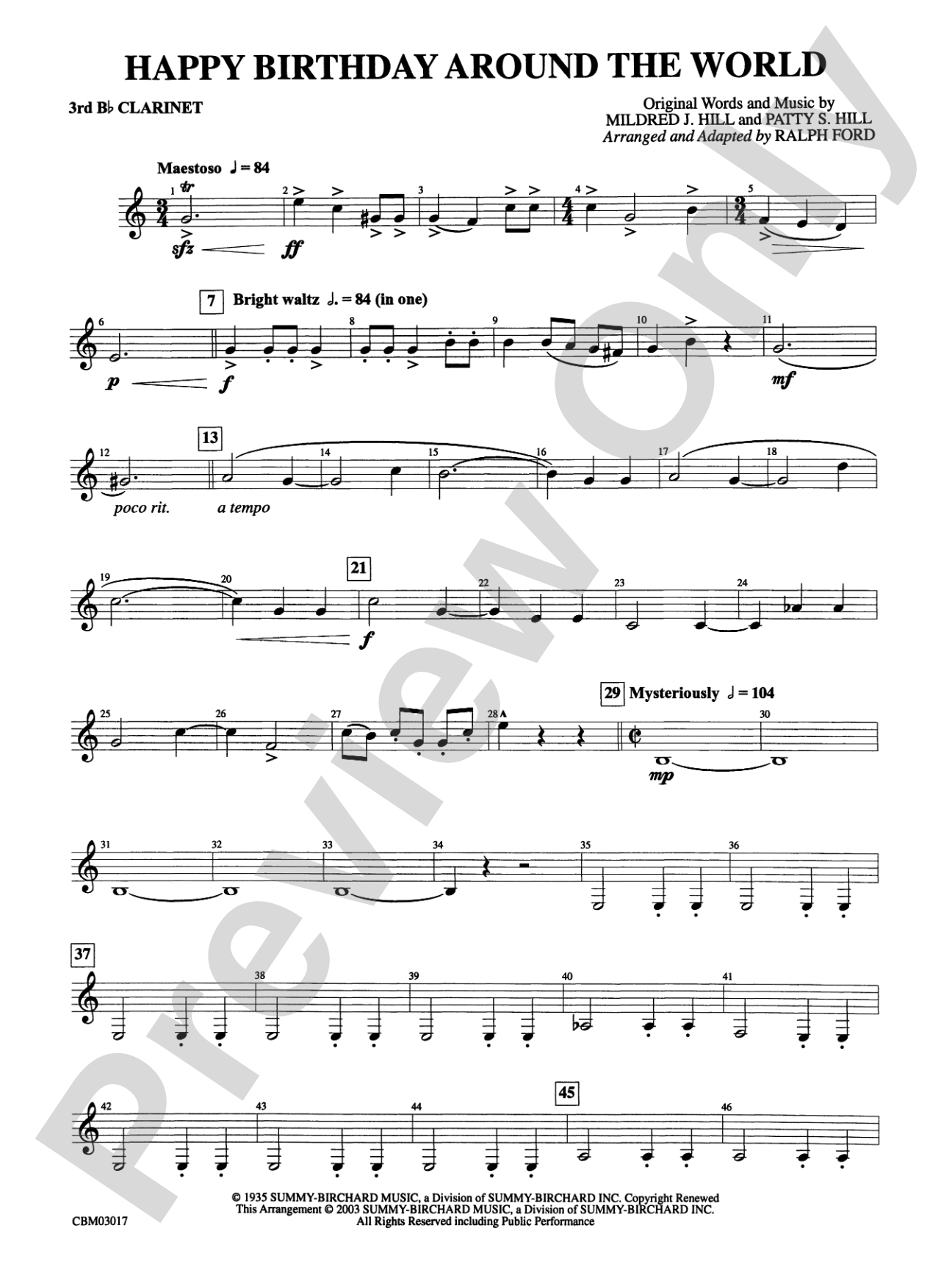 Happy Birthday Around the World: 3rd B-flat Clarinet