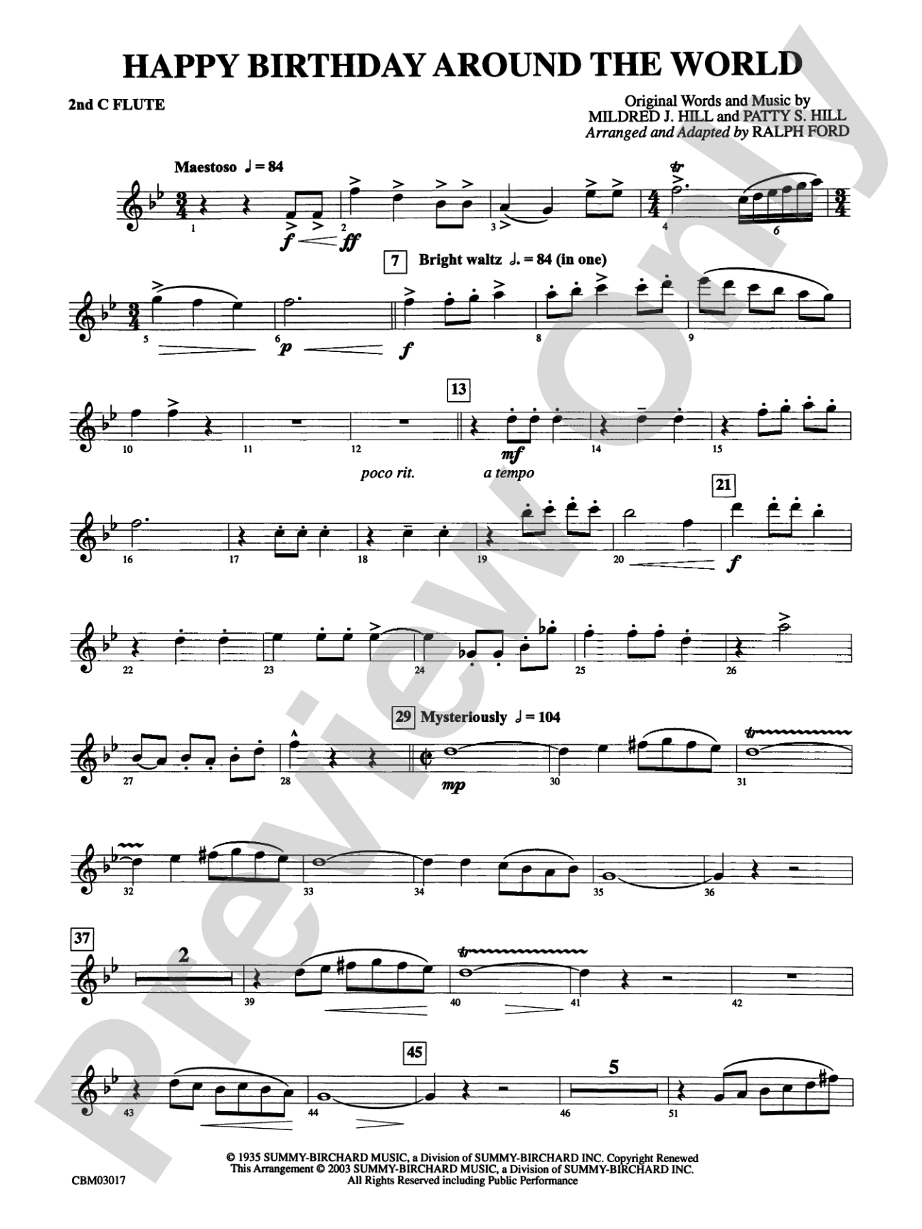Happy Birthday Around the World: 2nd Flute