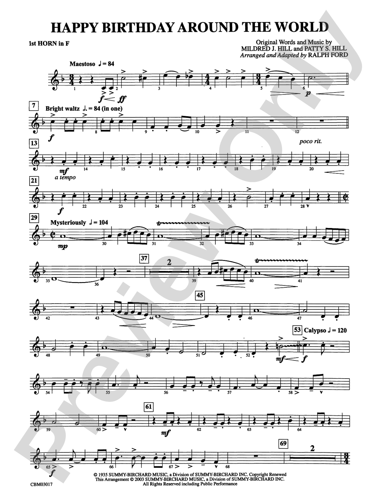 Happy Birthday Around the World: 1st F Horn