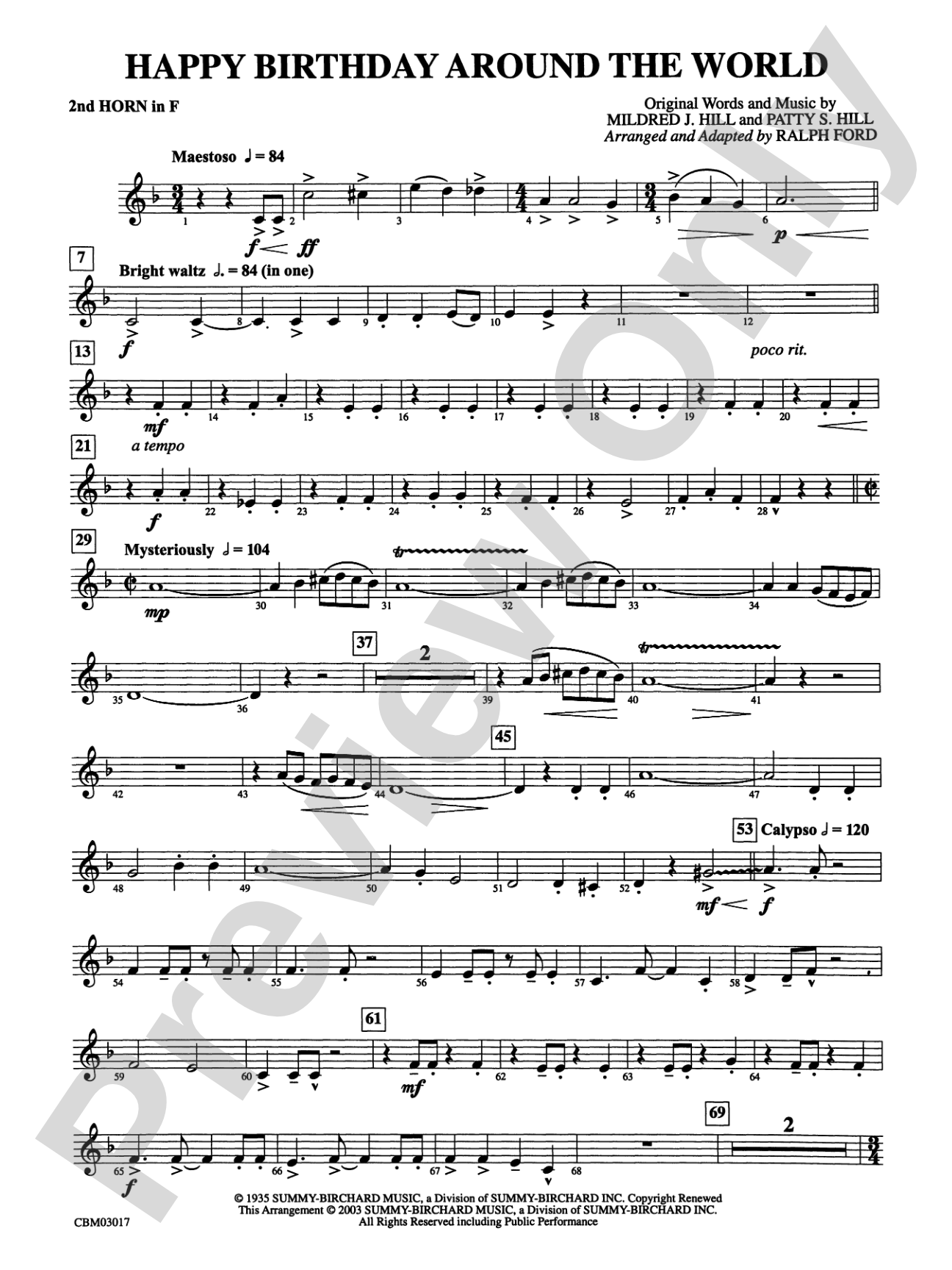 Happy Birthday Around the World: 2nd F Horn