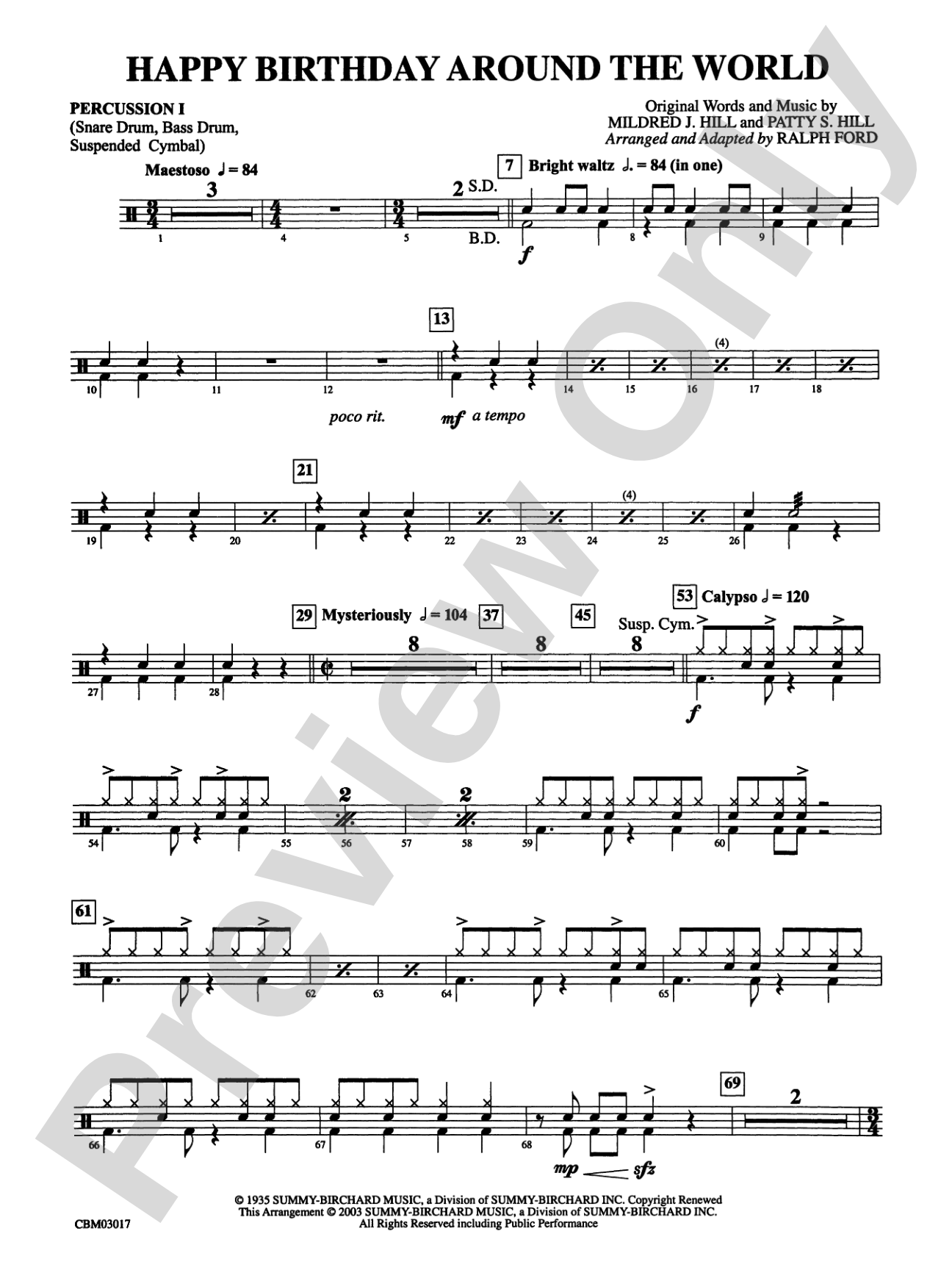 Happy Birthday Around the World: 1st Percussion
