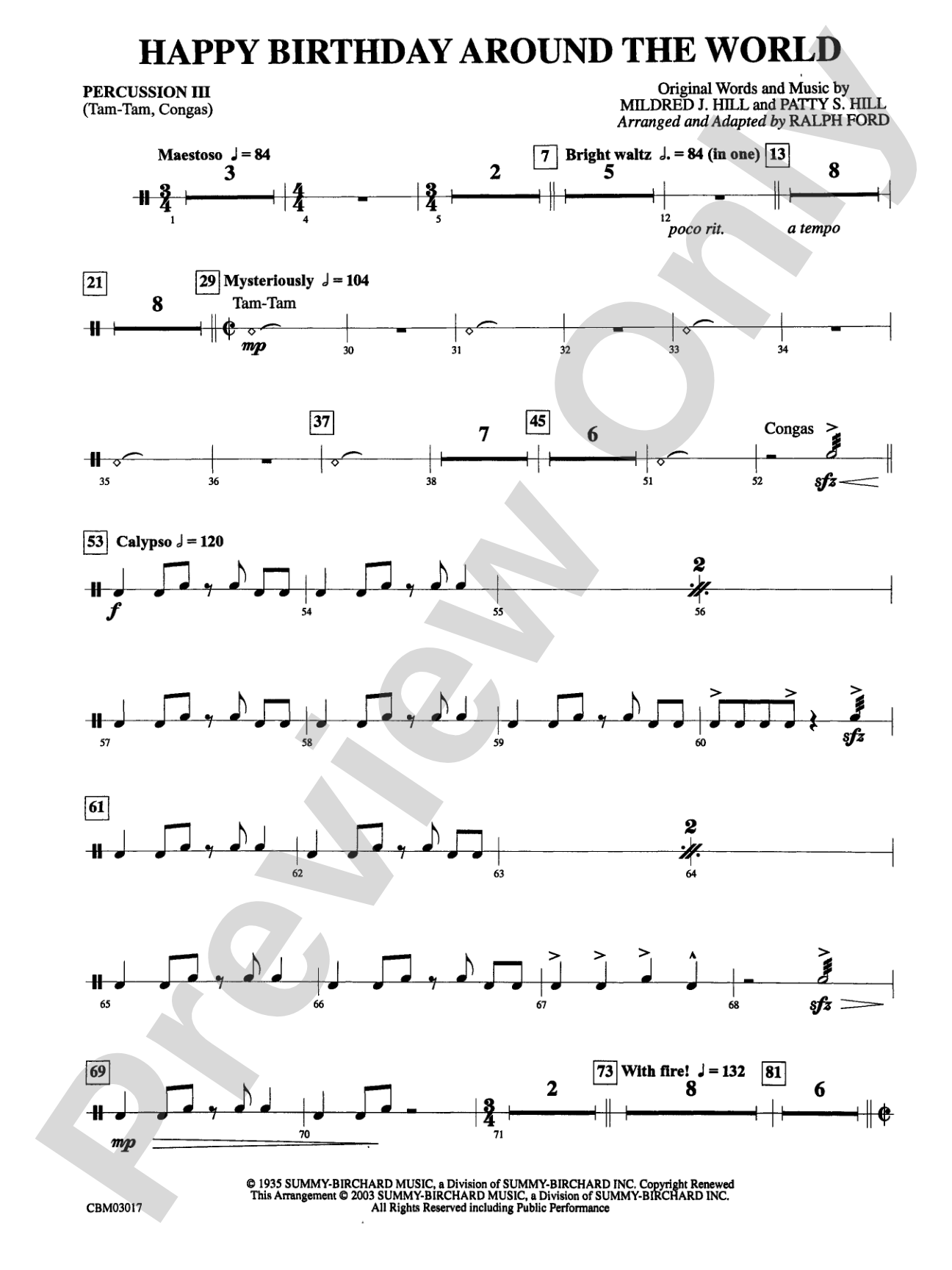 Happy Birthday Around the World: 3rd Percussion