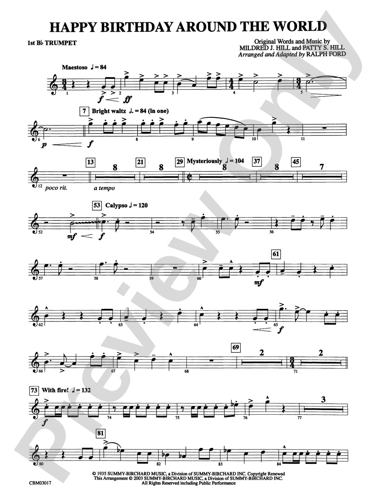 Happy Birthday Around the World: 1st B-flat Trumpet