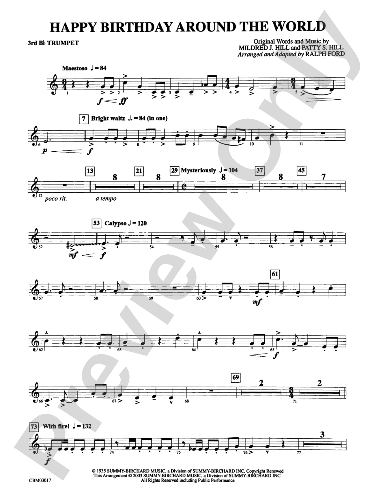 Happy Birthday Around the World: 3rd B-flat Trumpet