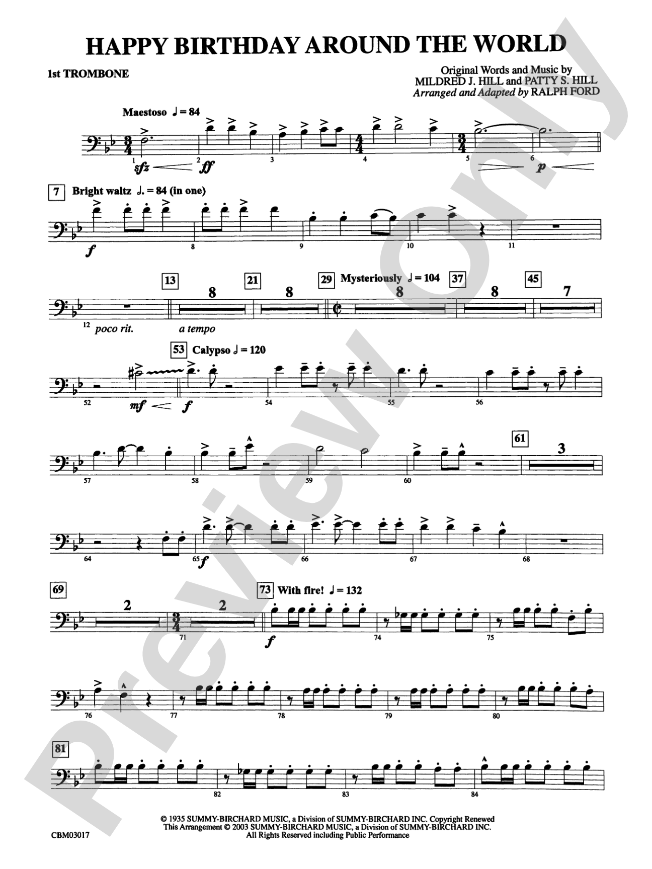 Happy Birthday Around the World: 1st Trombone