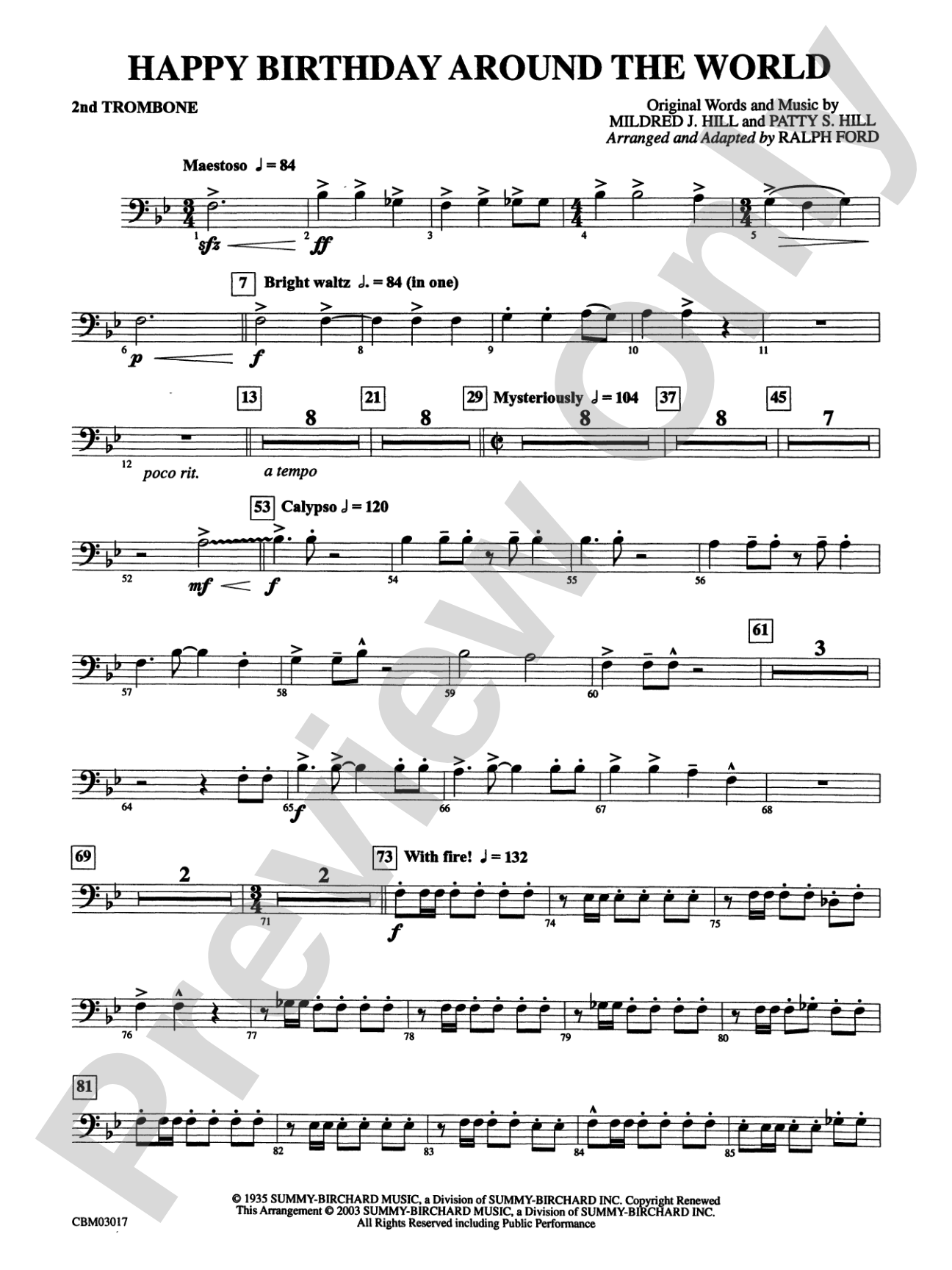 Happy Birthday Around the World: 2nd Trombone