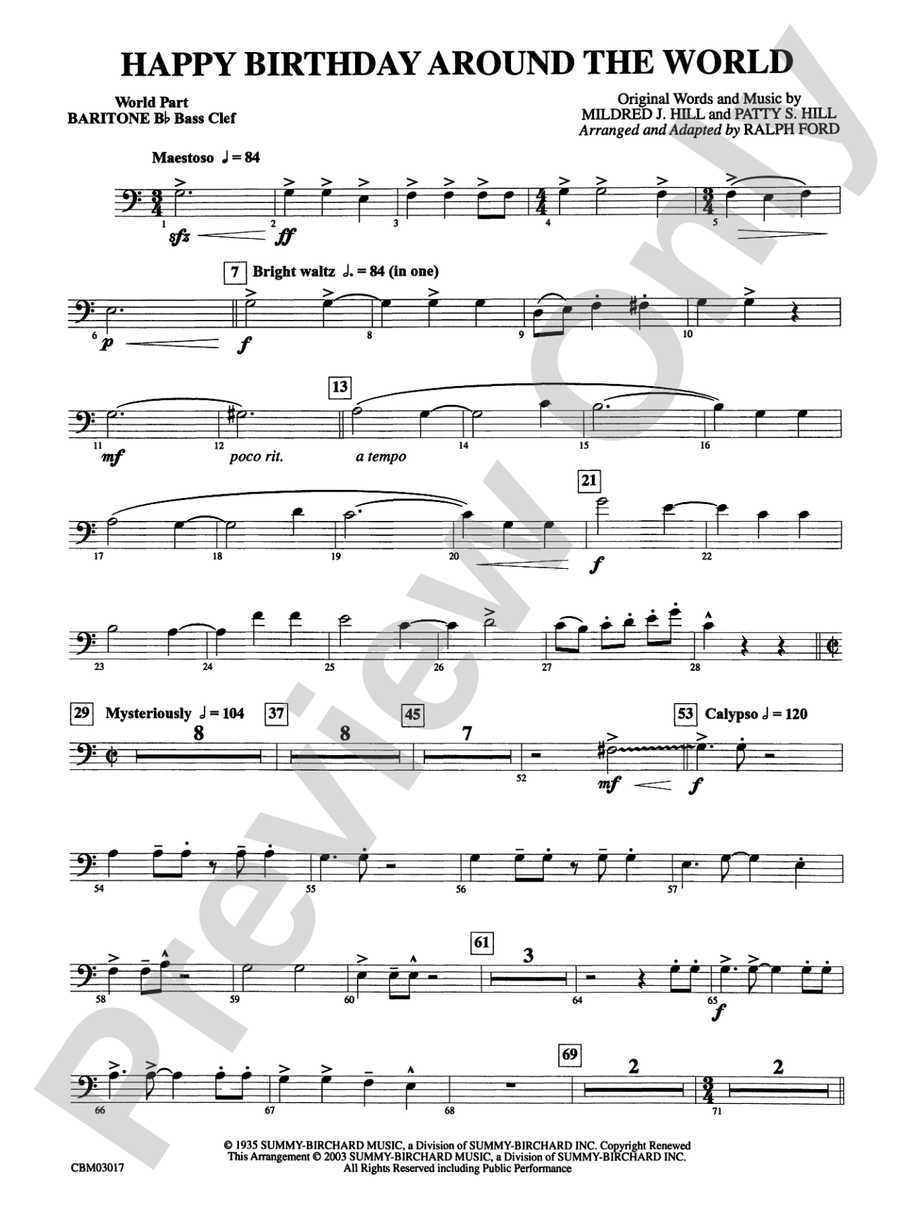 Happy Birthday Around the World: (wp) B-flat Baritone B.C.