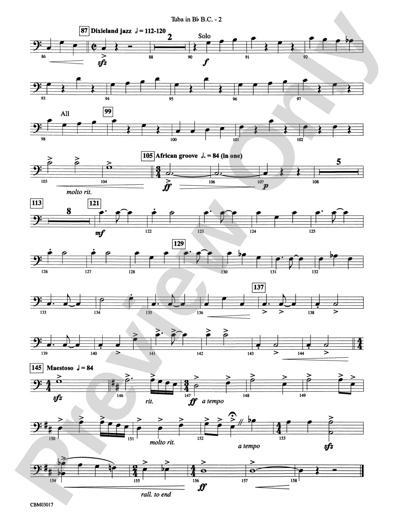 Happy Birthday Around the World: (wp) B-flat Tuba B.C.