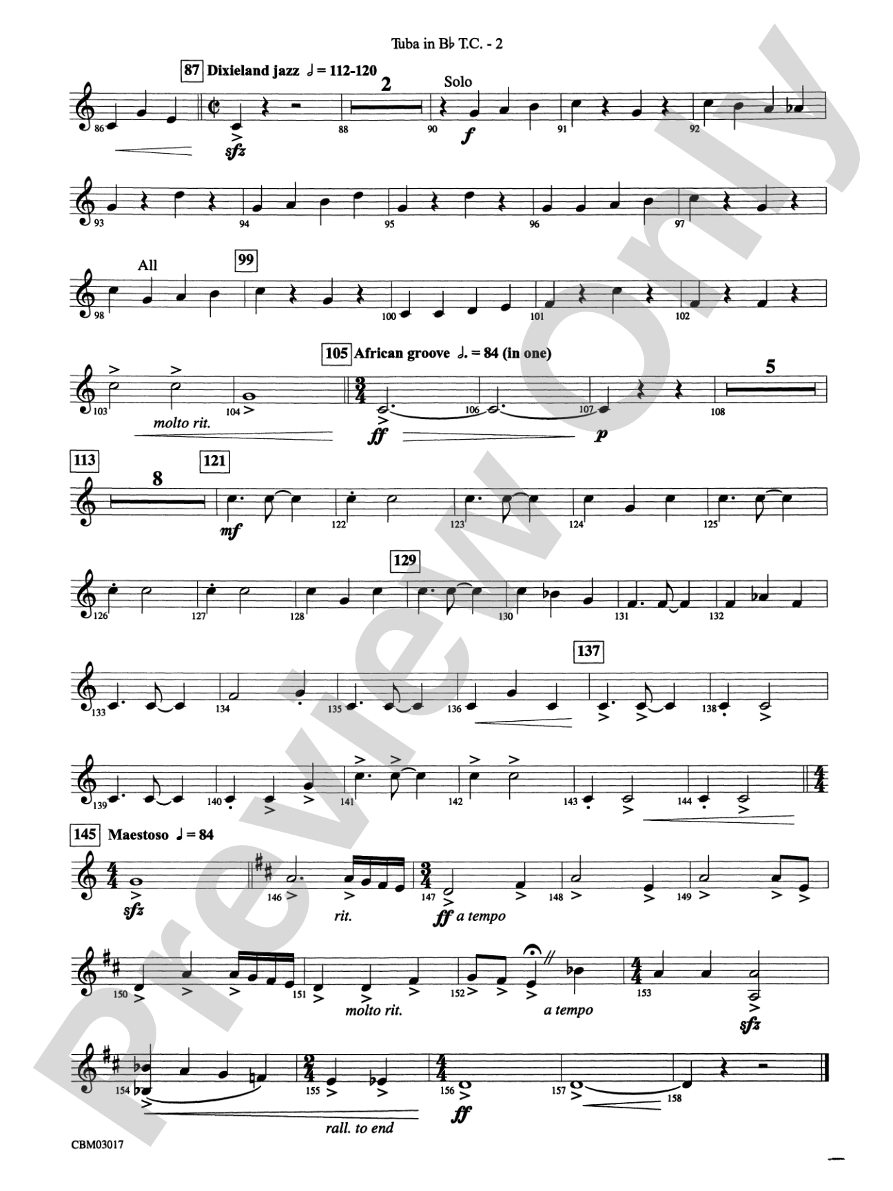 Happy Birthday Around the World: (wp) B-flat Tuba T.C.