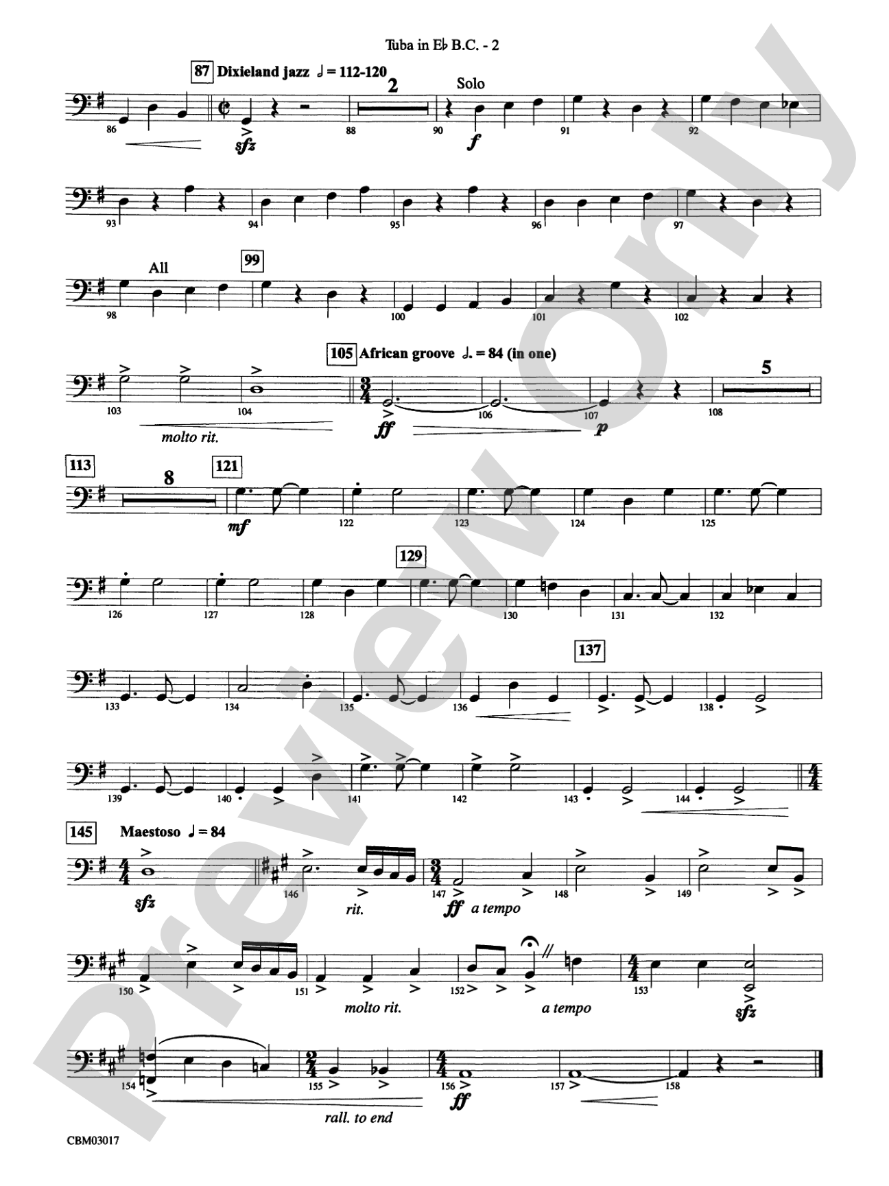 Happy Birthday Around the World: (wp) E-flat Tuba B.C.