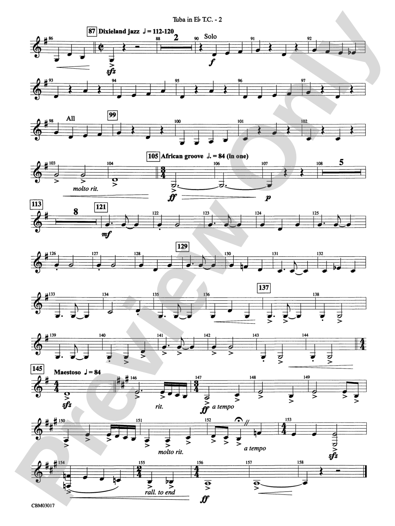 Happy Birthday Around the World: (wp) E-flat Tuba T.C.