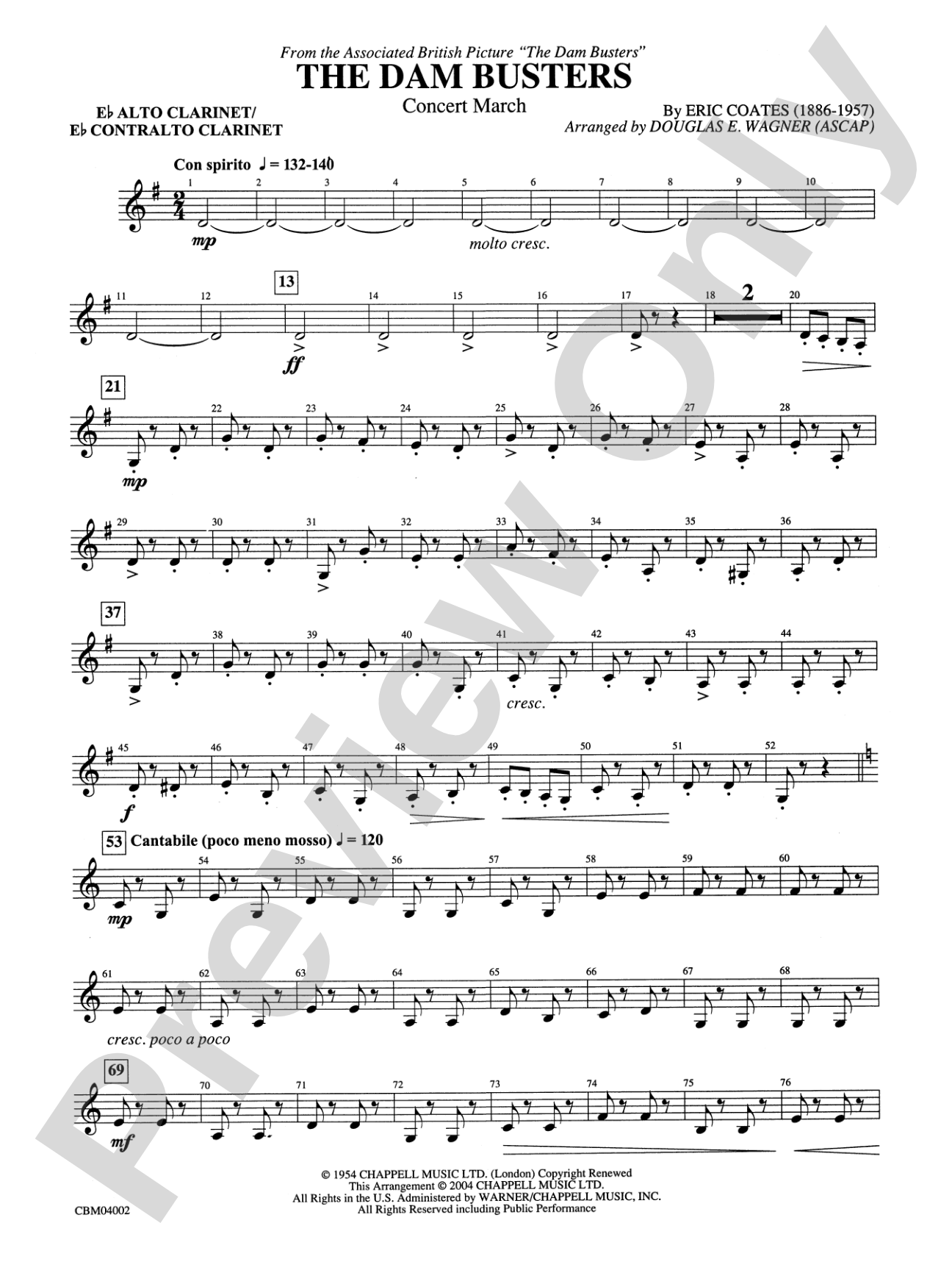 The Dam Busters Concert March: E-flat Alto Clarinet