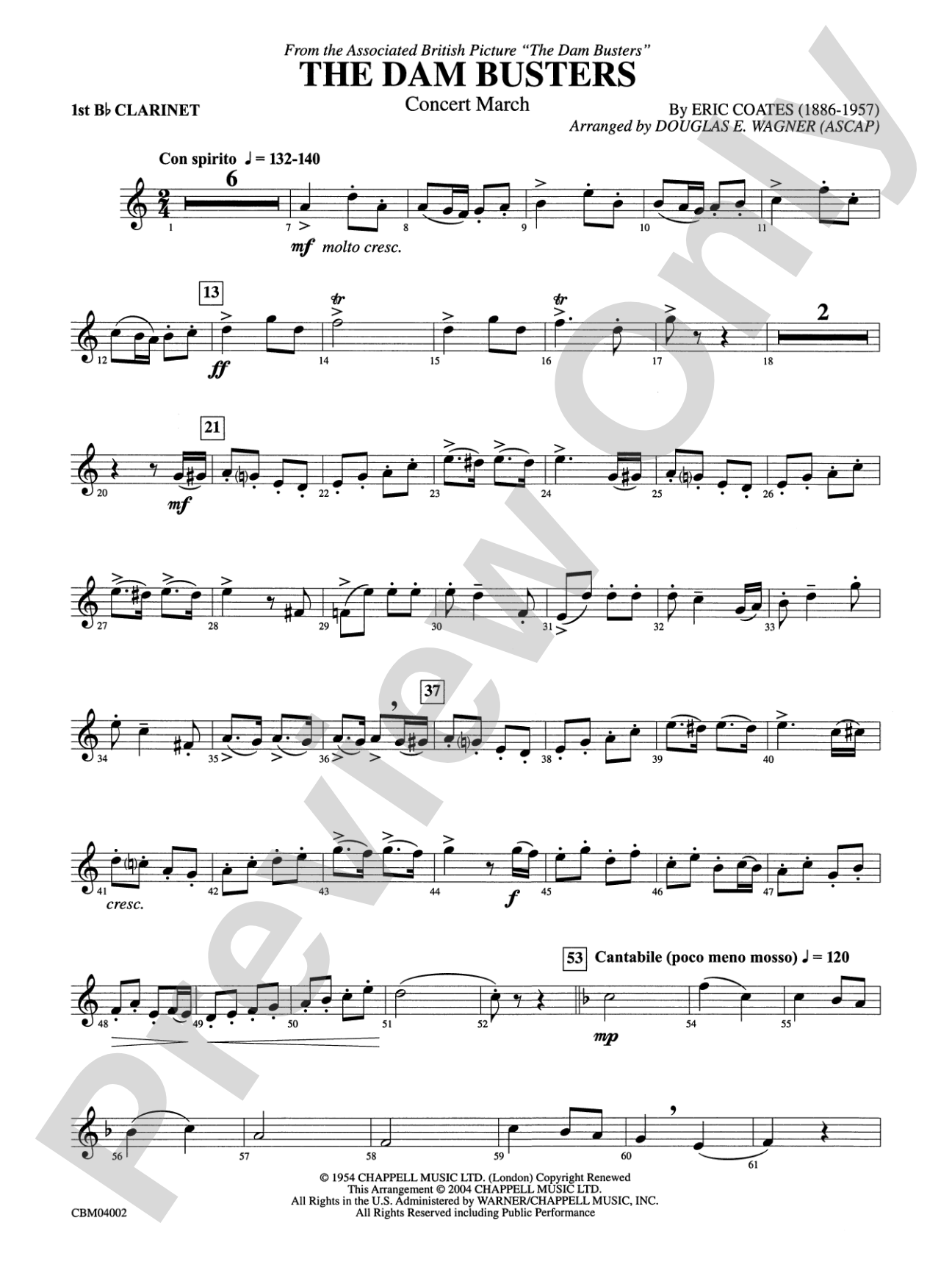 The Dam Busters Concert March: 1st B-flat Clarinet