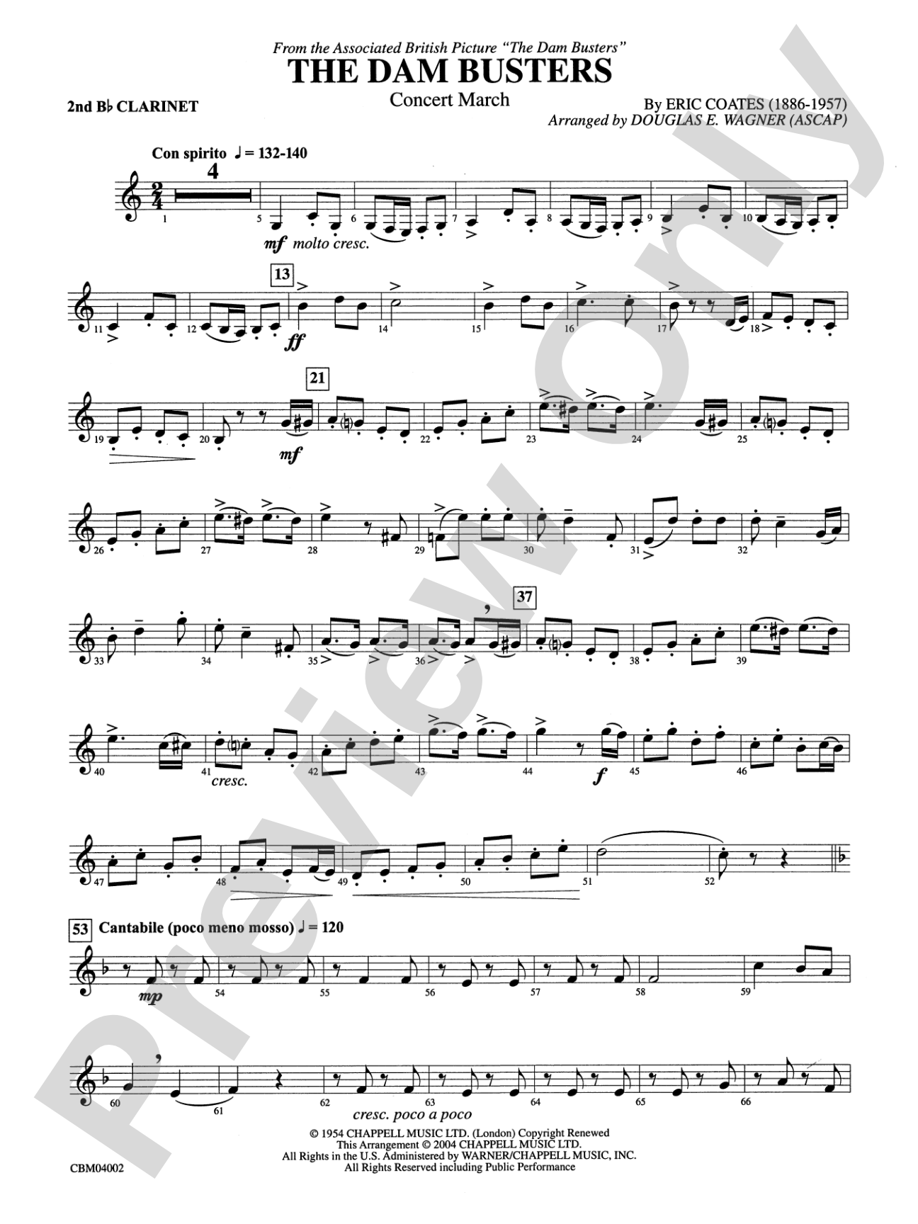 The Dam Busters Concert March: 2nd B-flat Clarinet