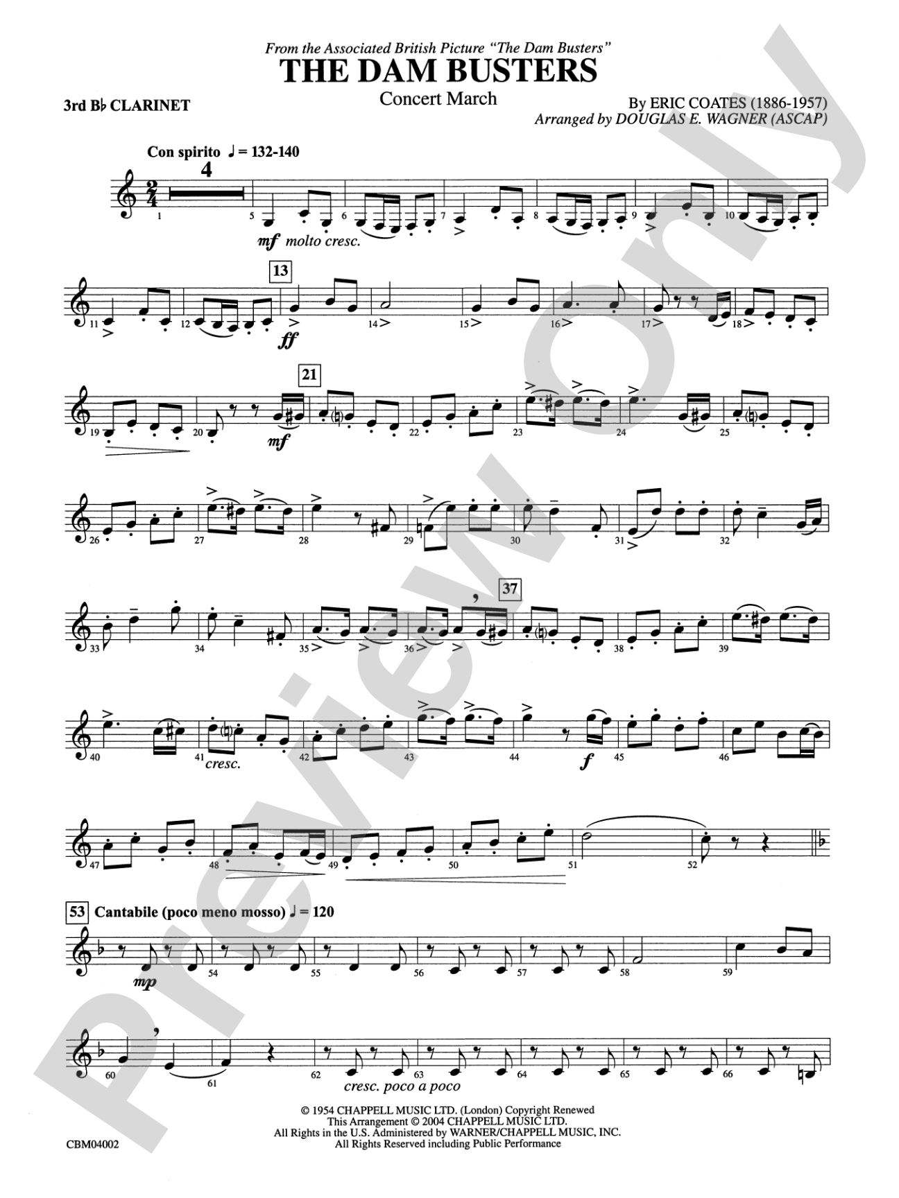 The Dam Busters Concert March: 3rd B-flat Clarinet