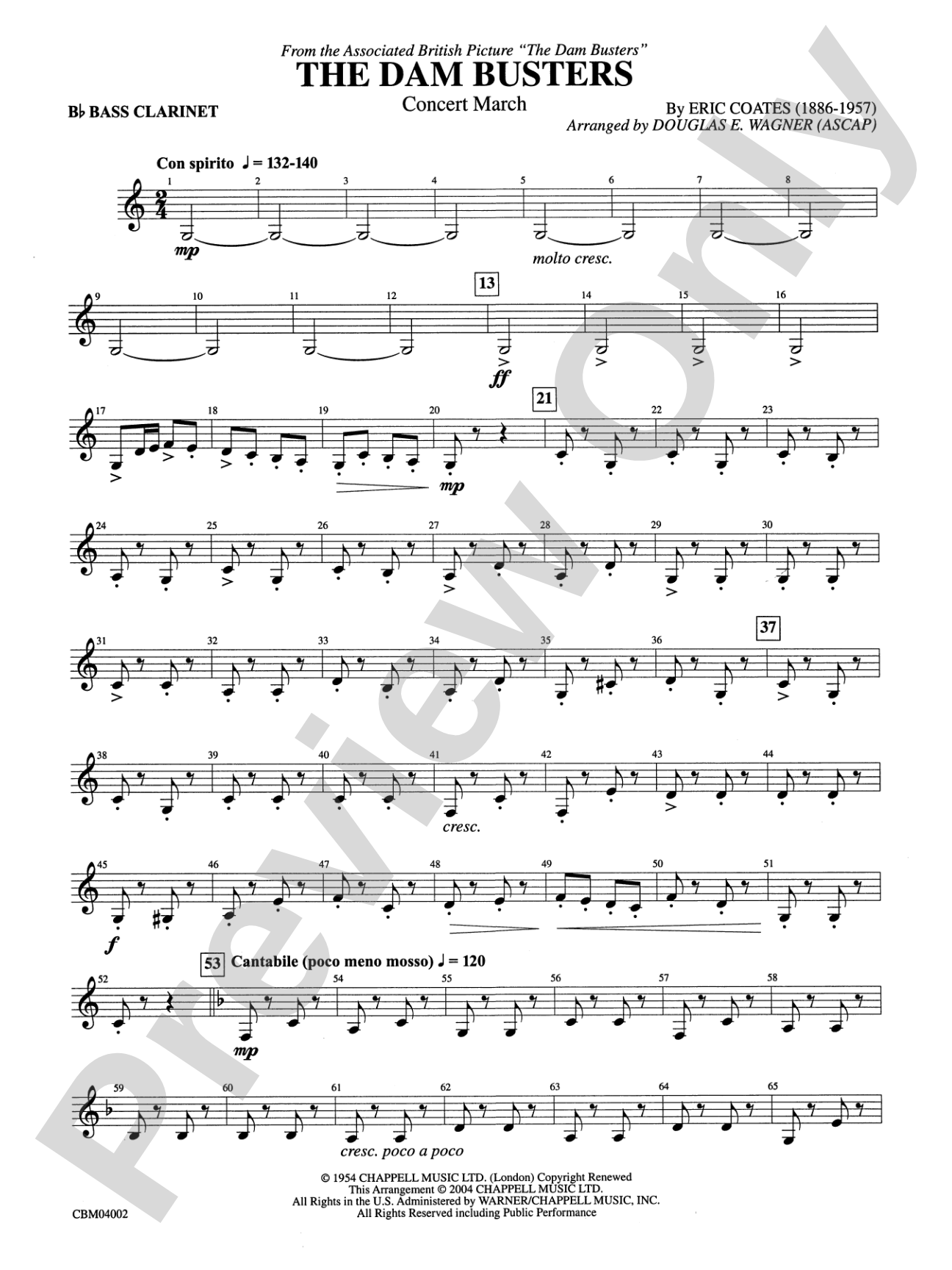 The Dam Busters Concert March: B-flat Bass Clarinet