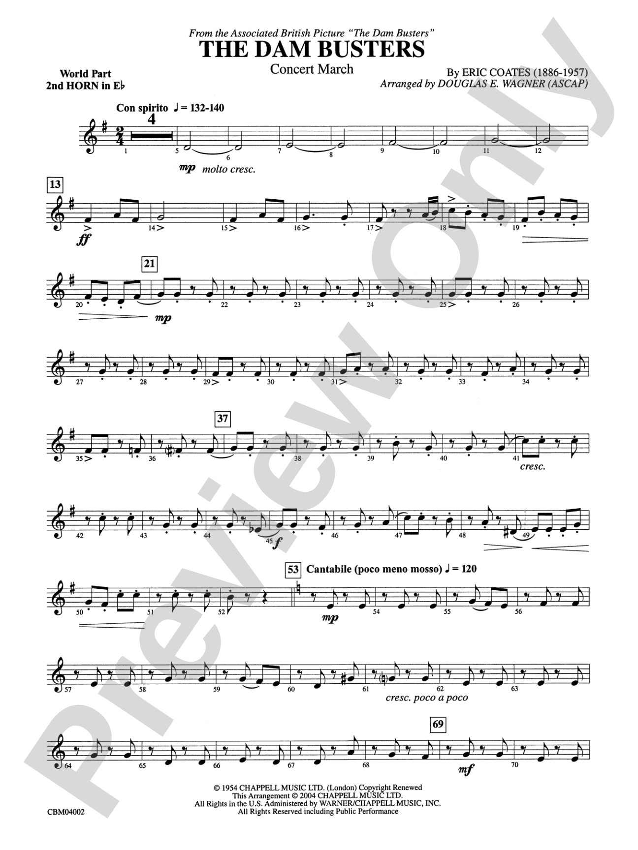 The Dam Busters Concert March: WP 2nd Horn in E-flat