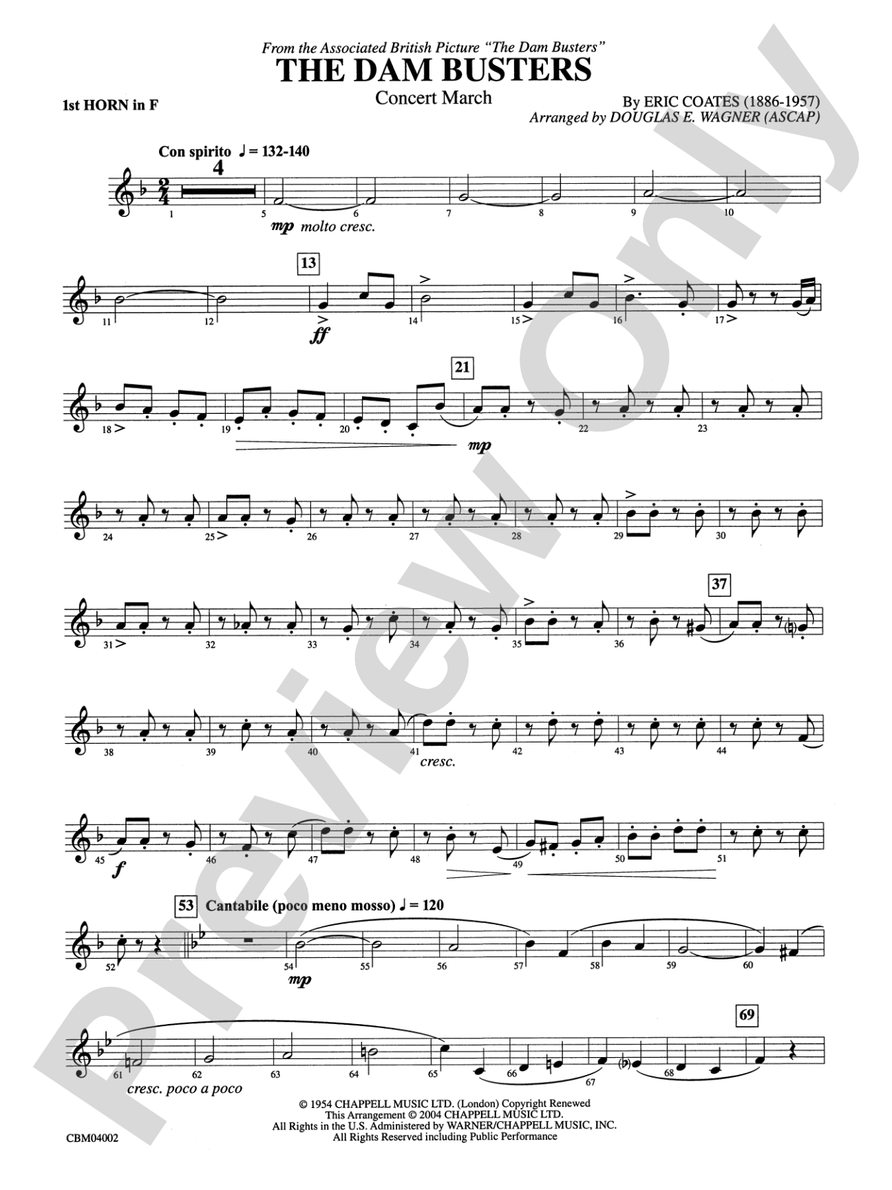 The Dam Busters Concert March: 1st F Horn