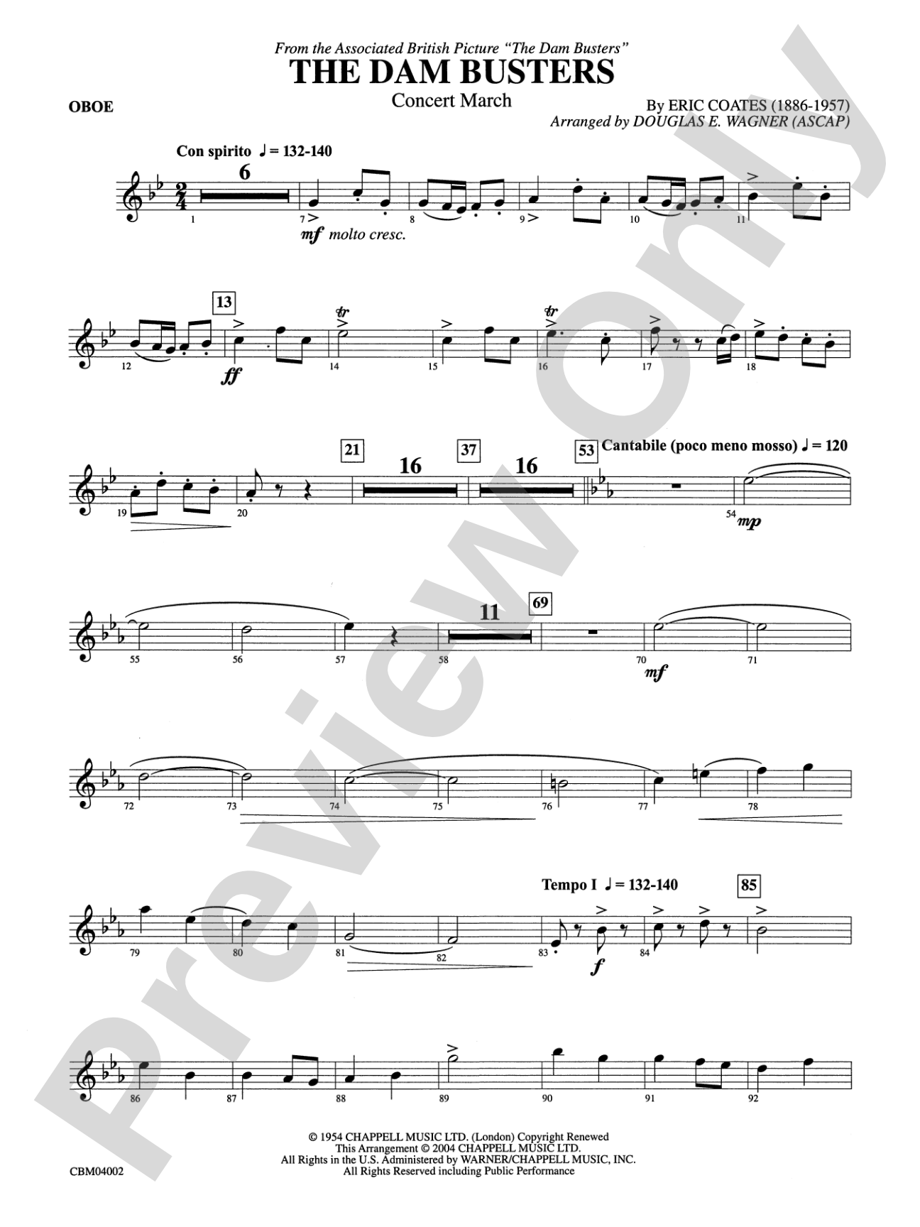 The Dam Busters Concert March: Oboe