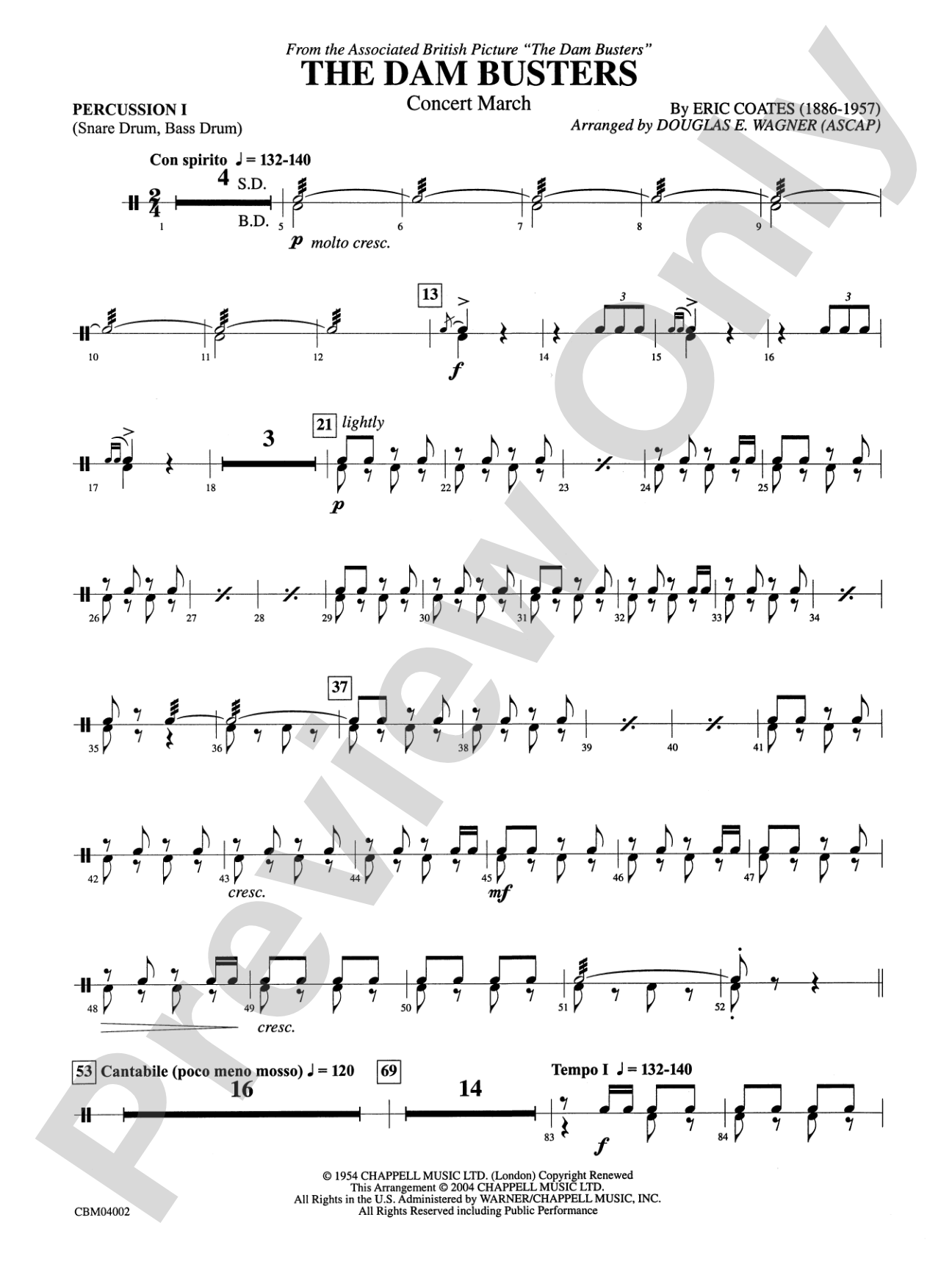 The Dam Busters Concert March: 1st Percussion