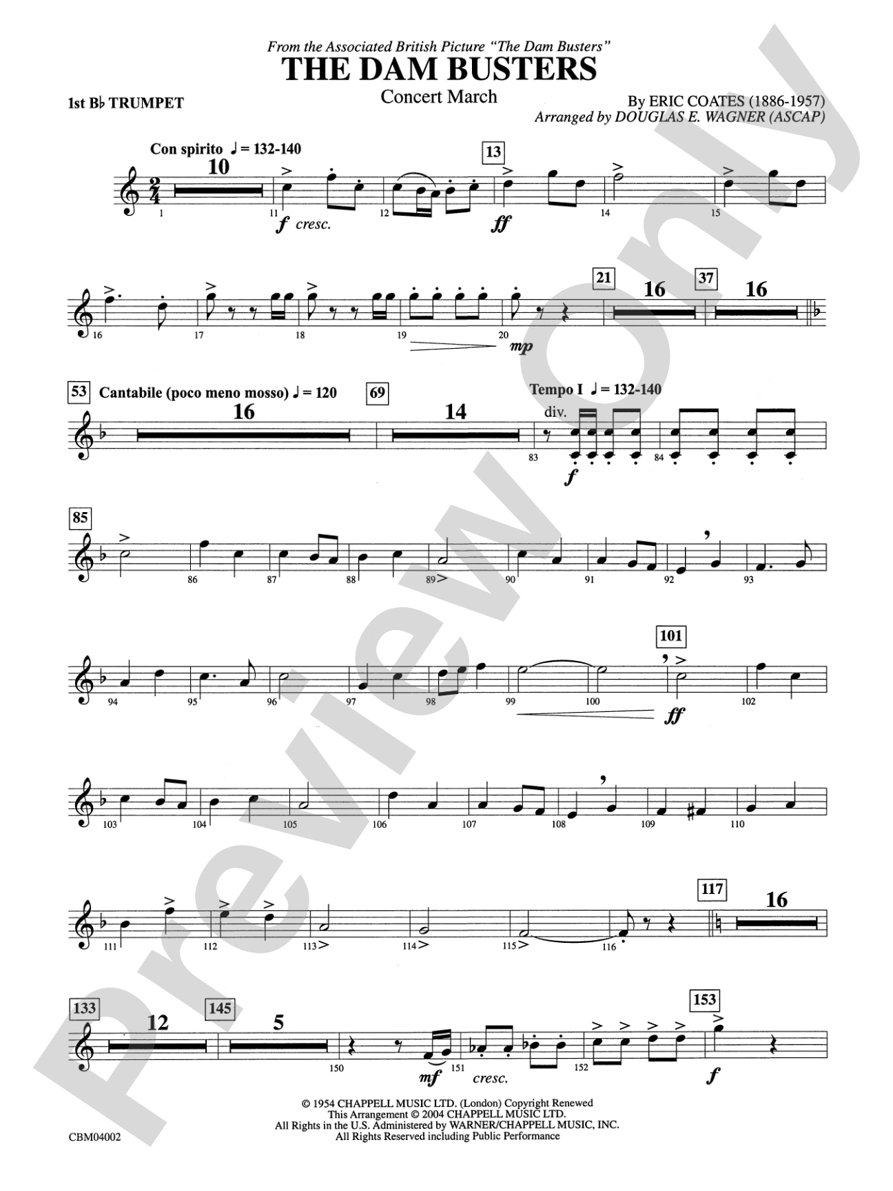 The Dam Busters Concert March: 1st B-flat Trumpet