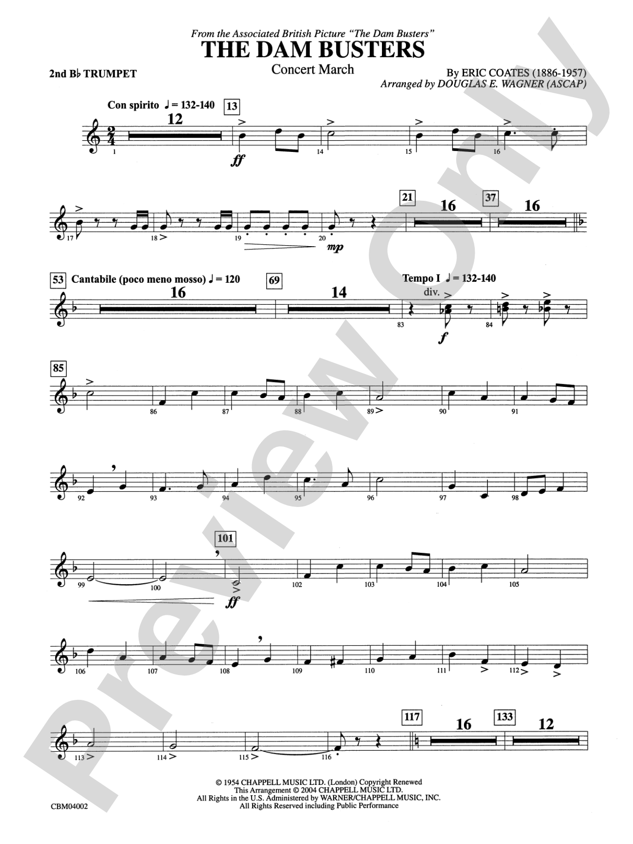 The Dam Busters Concert March: 2nd B-flat Trumpet